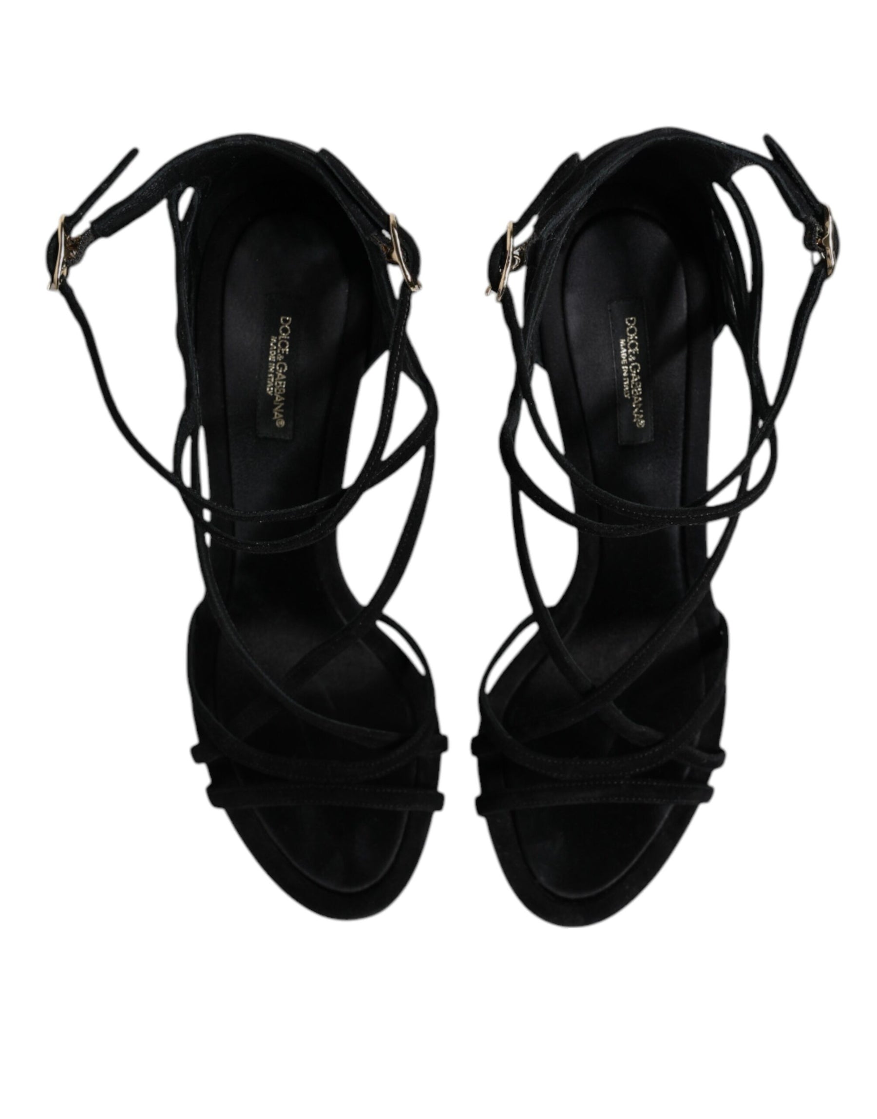 Dolce & Gabbana Black Leather Stiletto Heels Sandals Shoes | Regal Royce