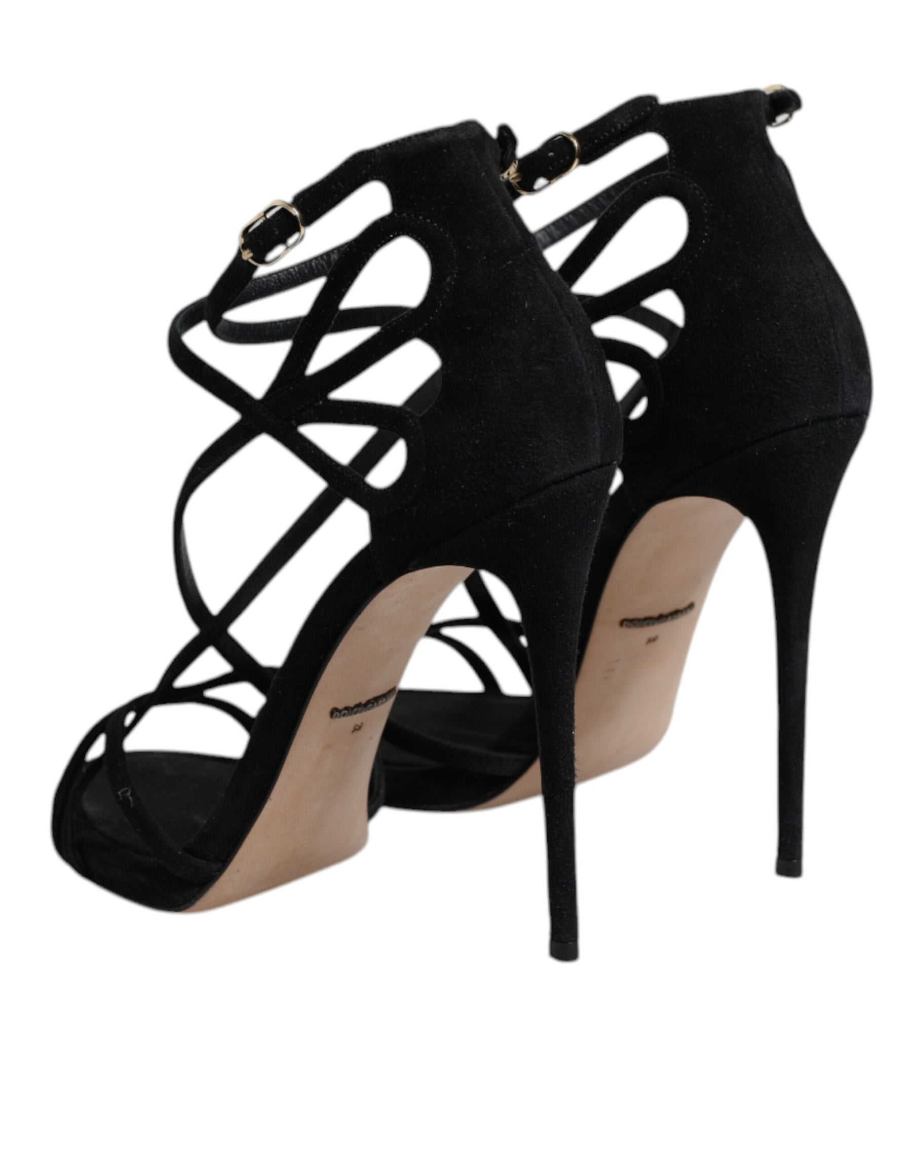 Dolce & Gabbana Black Leather Stiletto Heels Sandals Shoes | Regal Royce