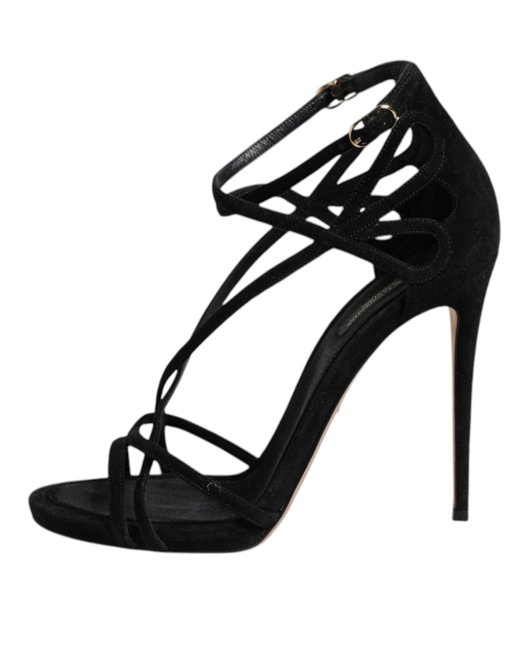 Dolce & Gabbana Black Leather Stiletto Heels Sandals Shoes | Regal Royce