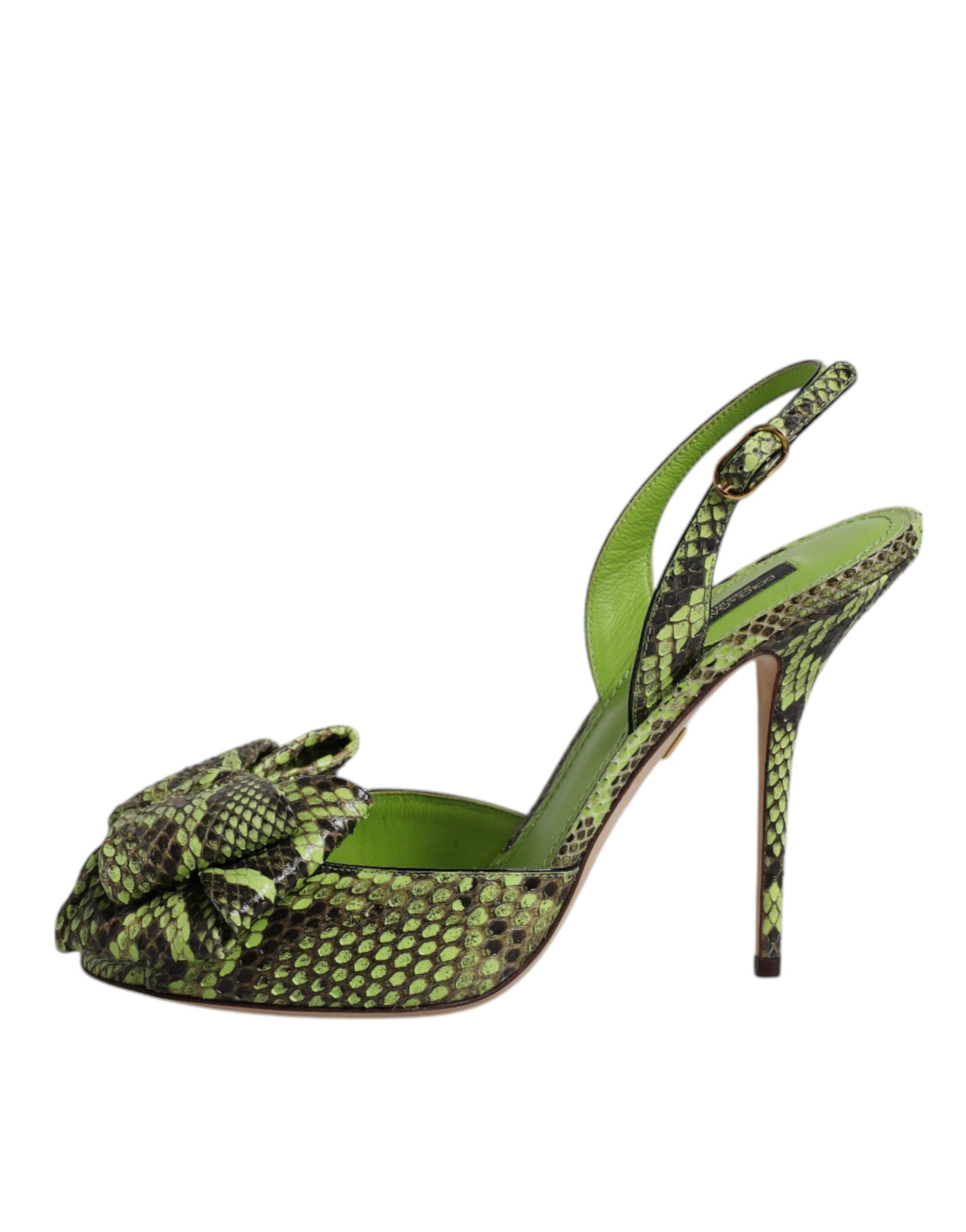 Dolce & Gabbana Green Python Leather Heels Sandals Shoes | Regal Royce