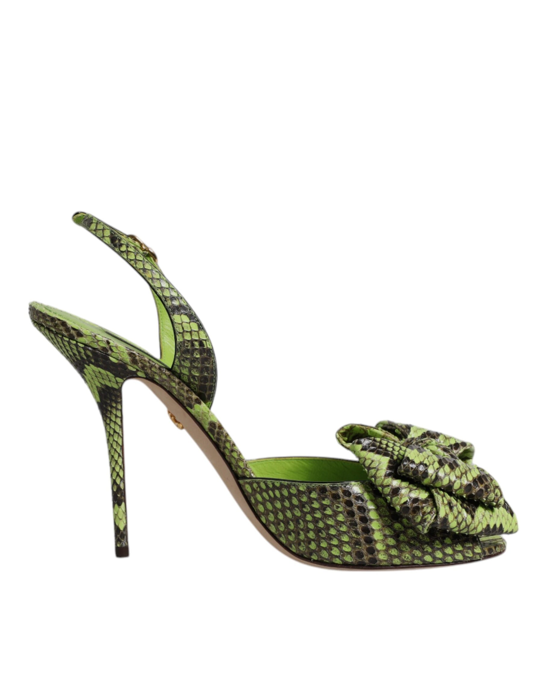 Dolce & Gabbana Green Python Leather Heels Sandals Shoes | Regal Royce