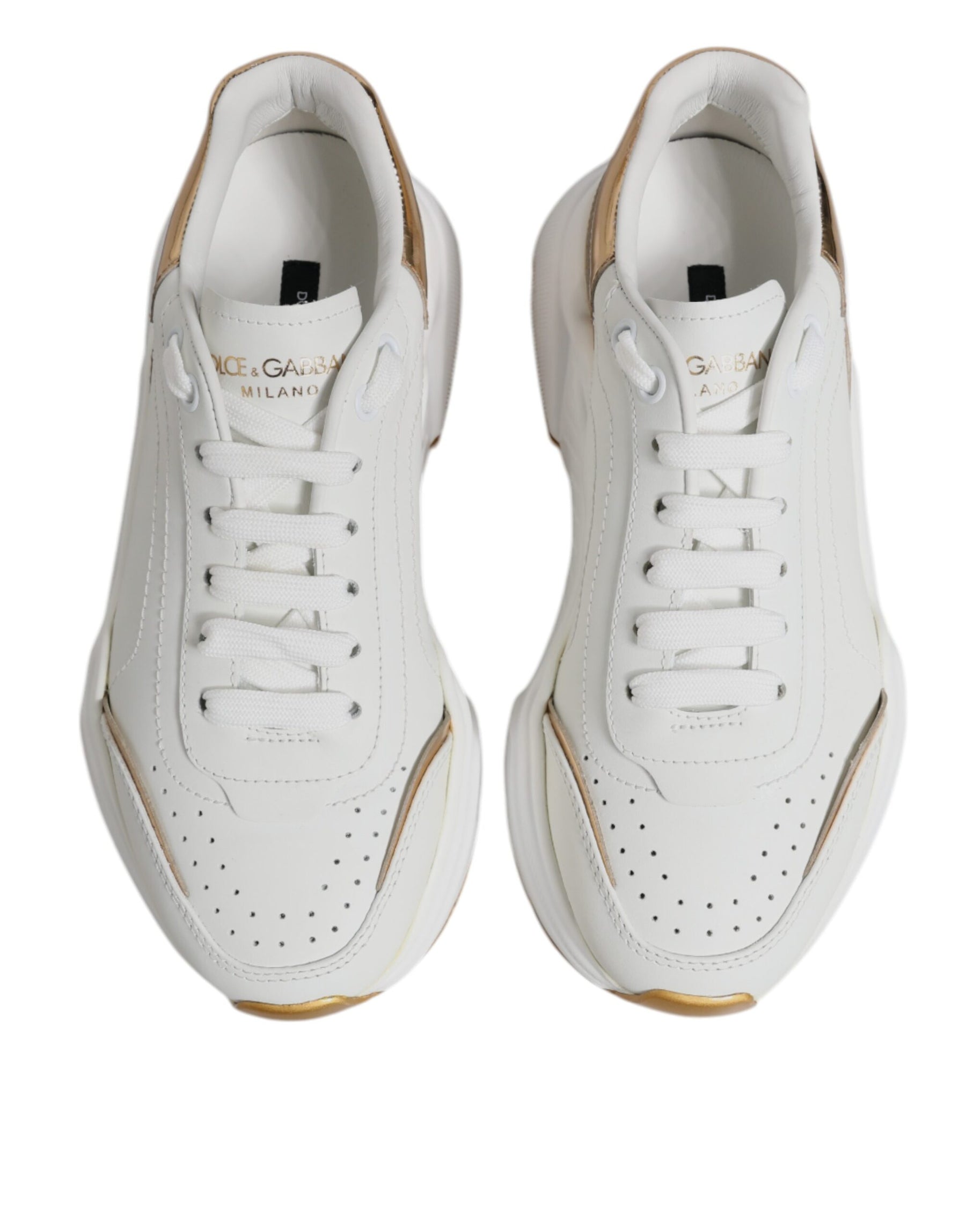 Dolce & Gabbana White Gold Daymaster Low Top Sneakers Shoes | Regal Royce