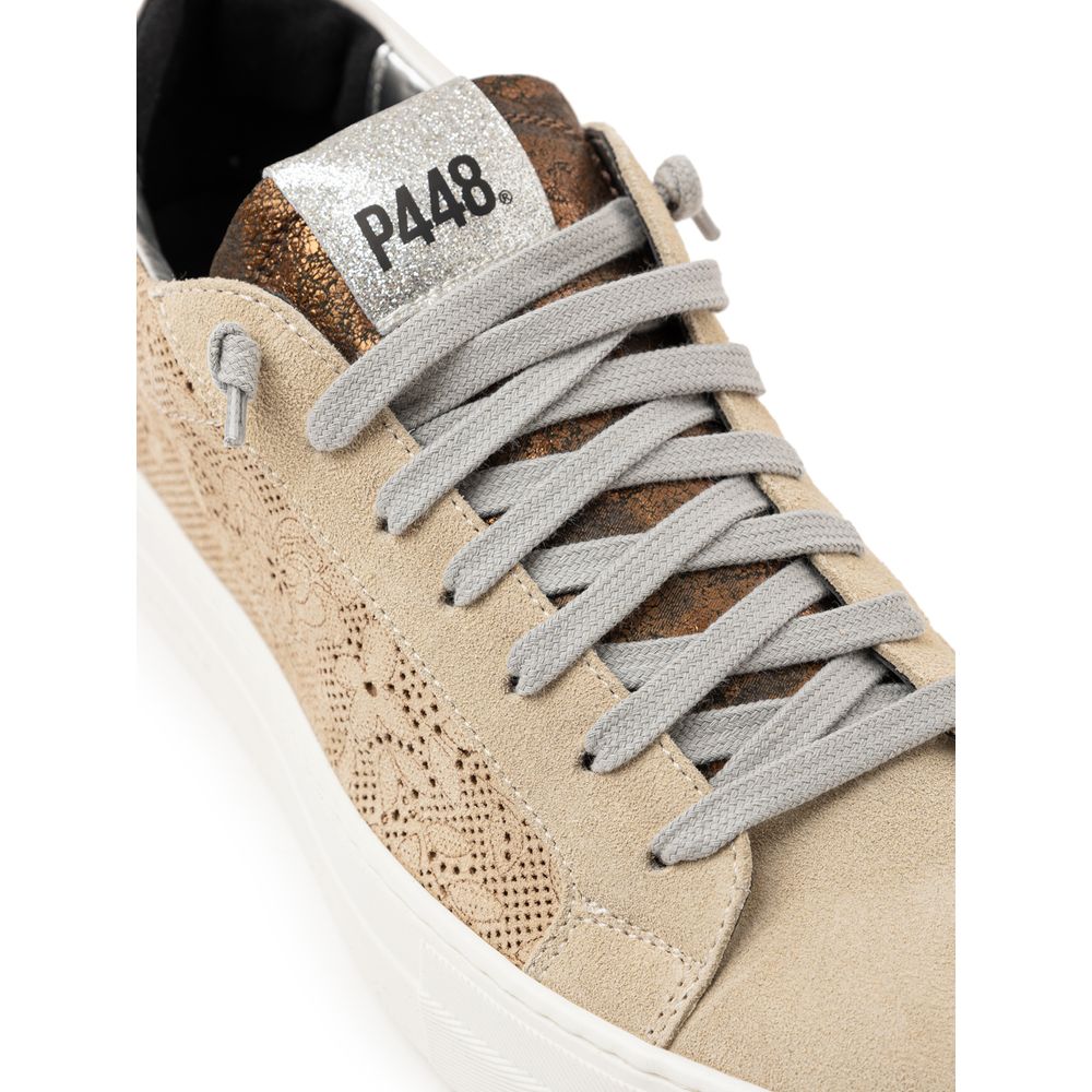P448 Beige Leather Athletic Sneakers | Regal Royce