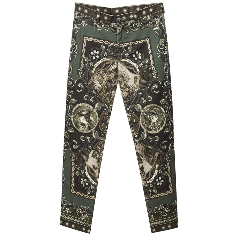 Dolce & Gabbana Green Cotton Casual Pants | Regal Royce