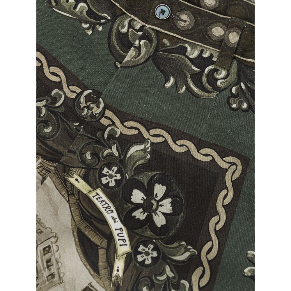 Dolce & Gabbana Green Cotton Casual Pants | Regal Royce