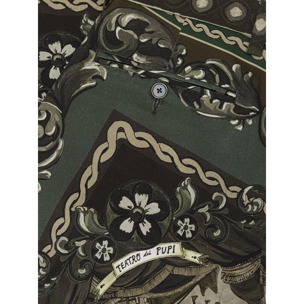 Dolce & Gabbana Green Cotton Casual Pants | Regal Royce