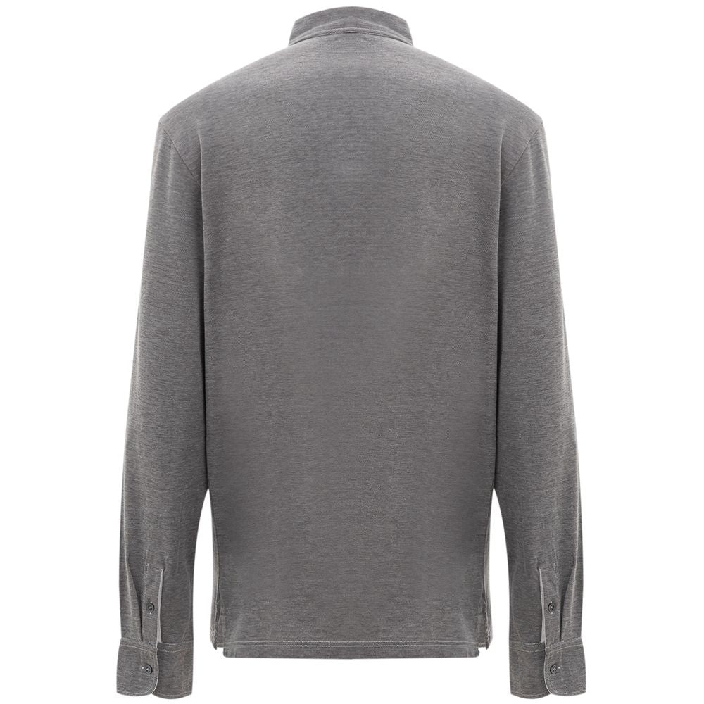 Corneliani Gray Cotton Polo Shirt | Regal Royce