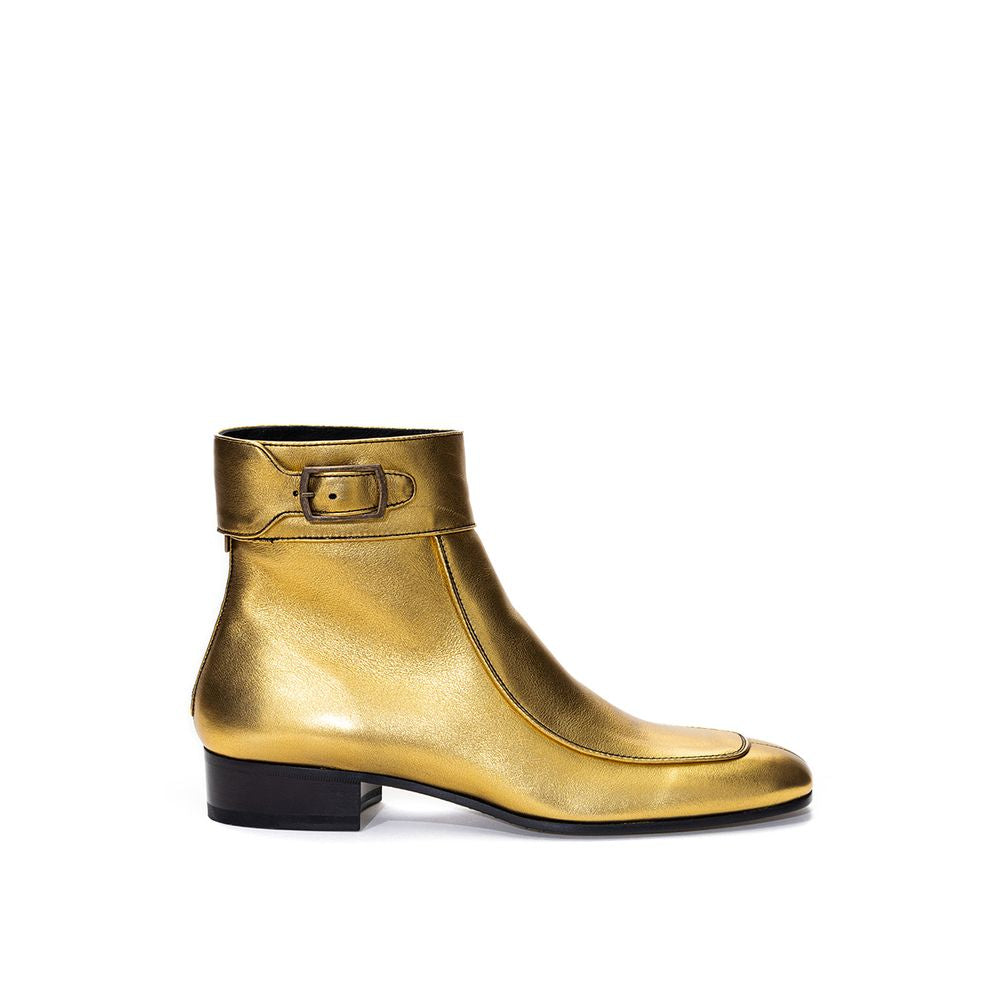 Saint Laurent Gold Leather Ankle Boots | Regal Royce