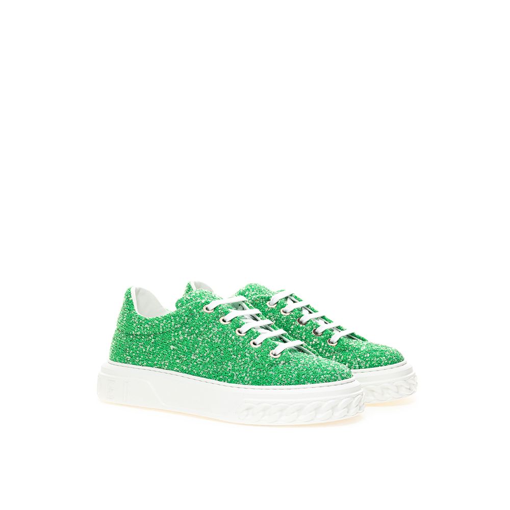 Casadei Green Fabric And Leather Athletic Sneakers | Regal Royce