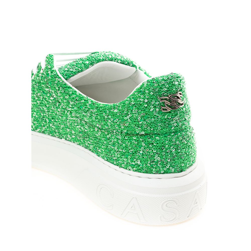 Casadei Green Fabric And Leather Athletic Sneakers | Regal Royce