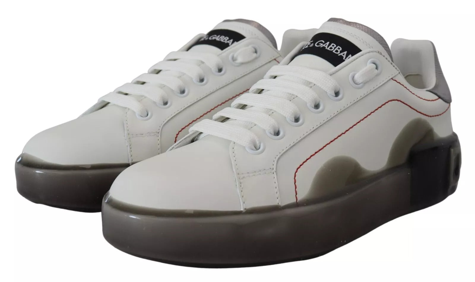 Dolce & Gabbana White Leather Portofino Sneakers Shoes | Regal Royce