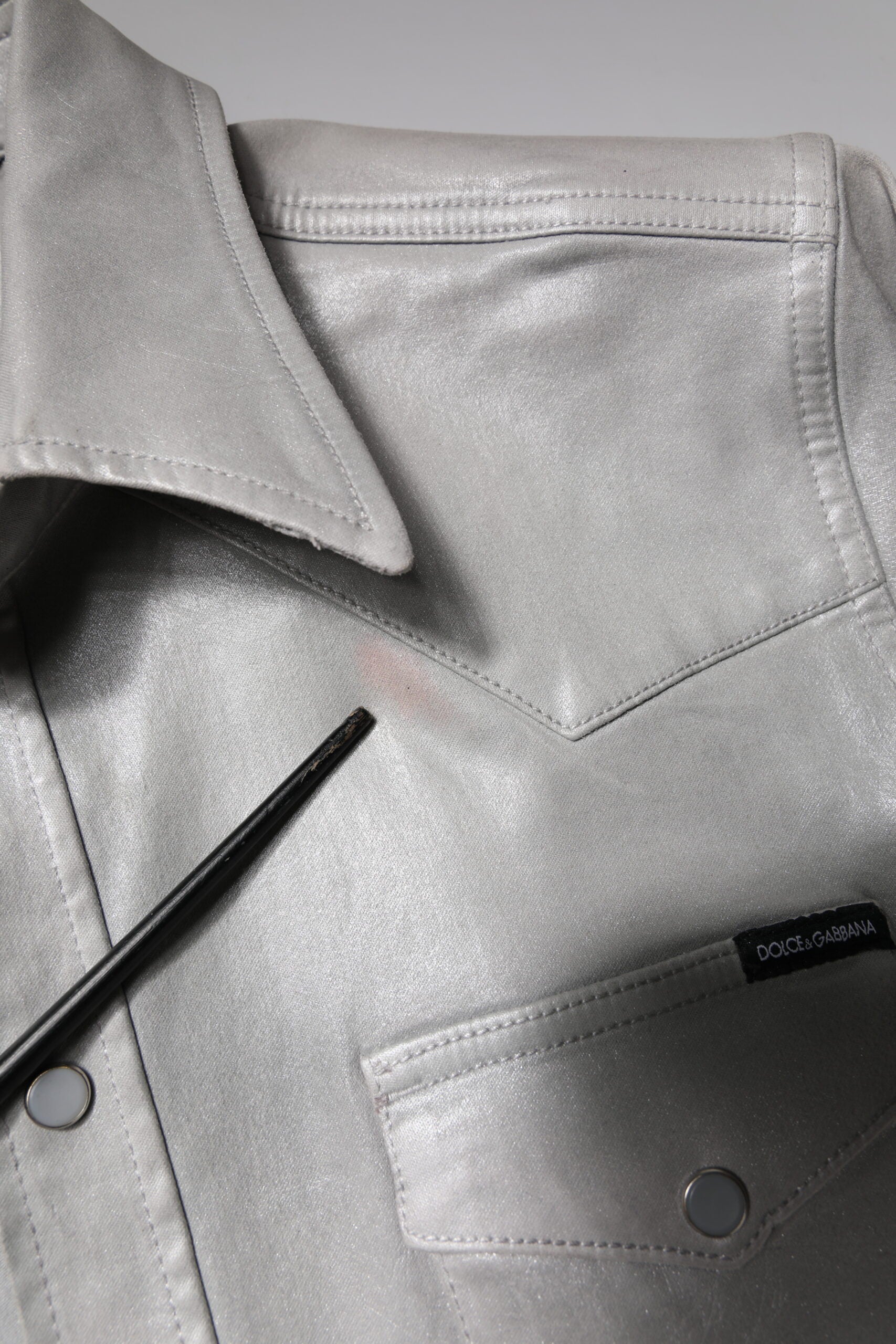 Dolce & Gabbana Metallic Gray Cotton Button Down Shirt | Regal Royce