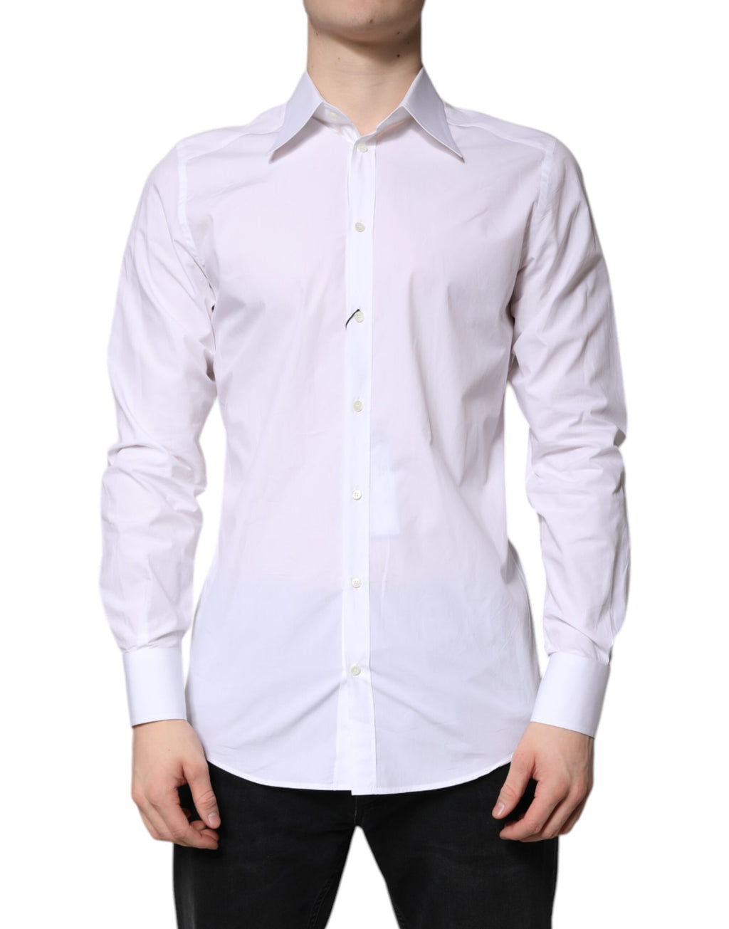 Dolce & Gabbana White Cotton GOLD Dress Formal Shirt