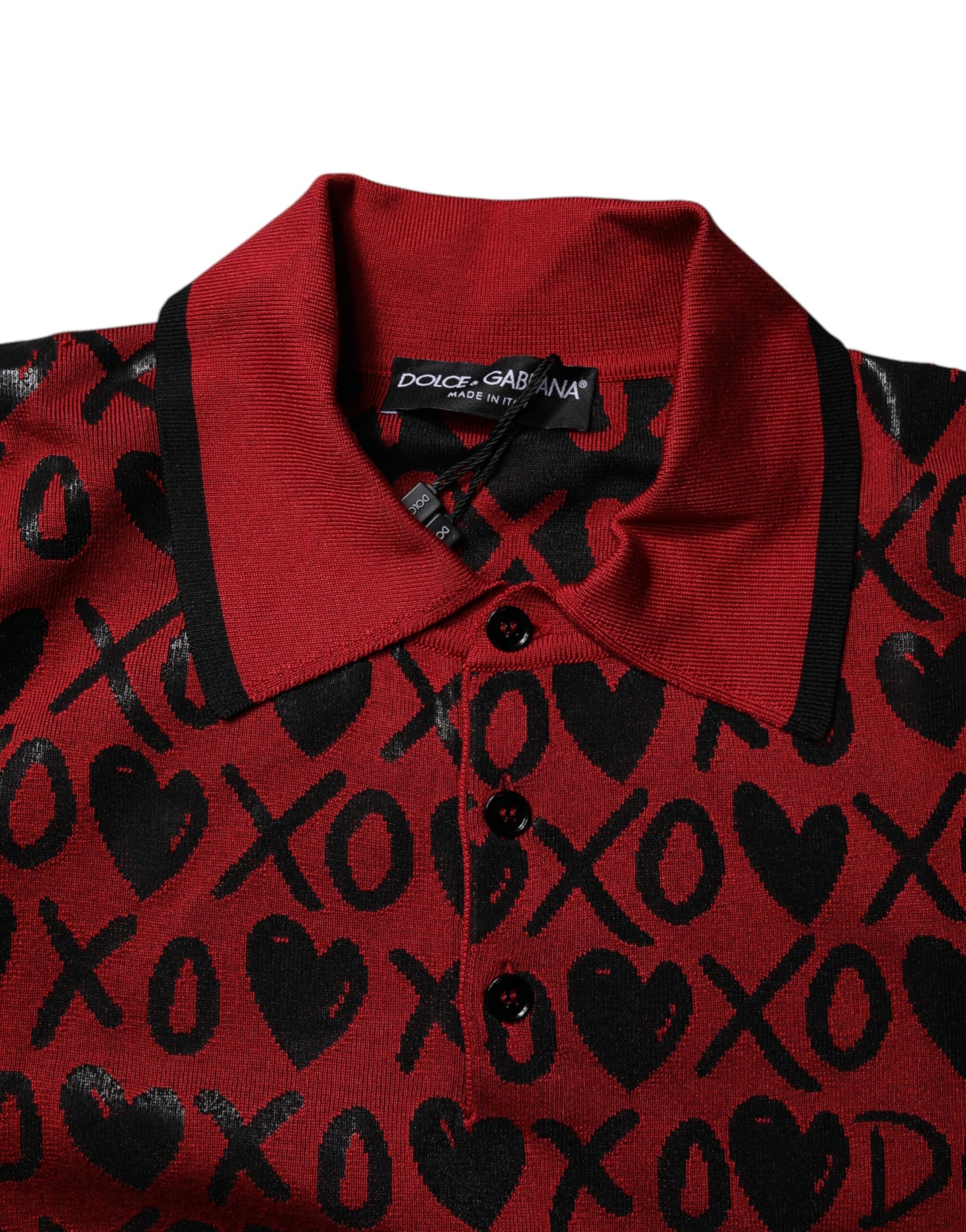 Dolce & Gabbana Red Cotton XOXO Collared Polo T-shirt | Regal Royce
