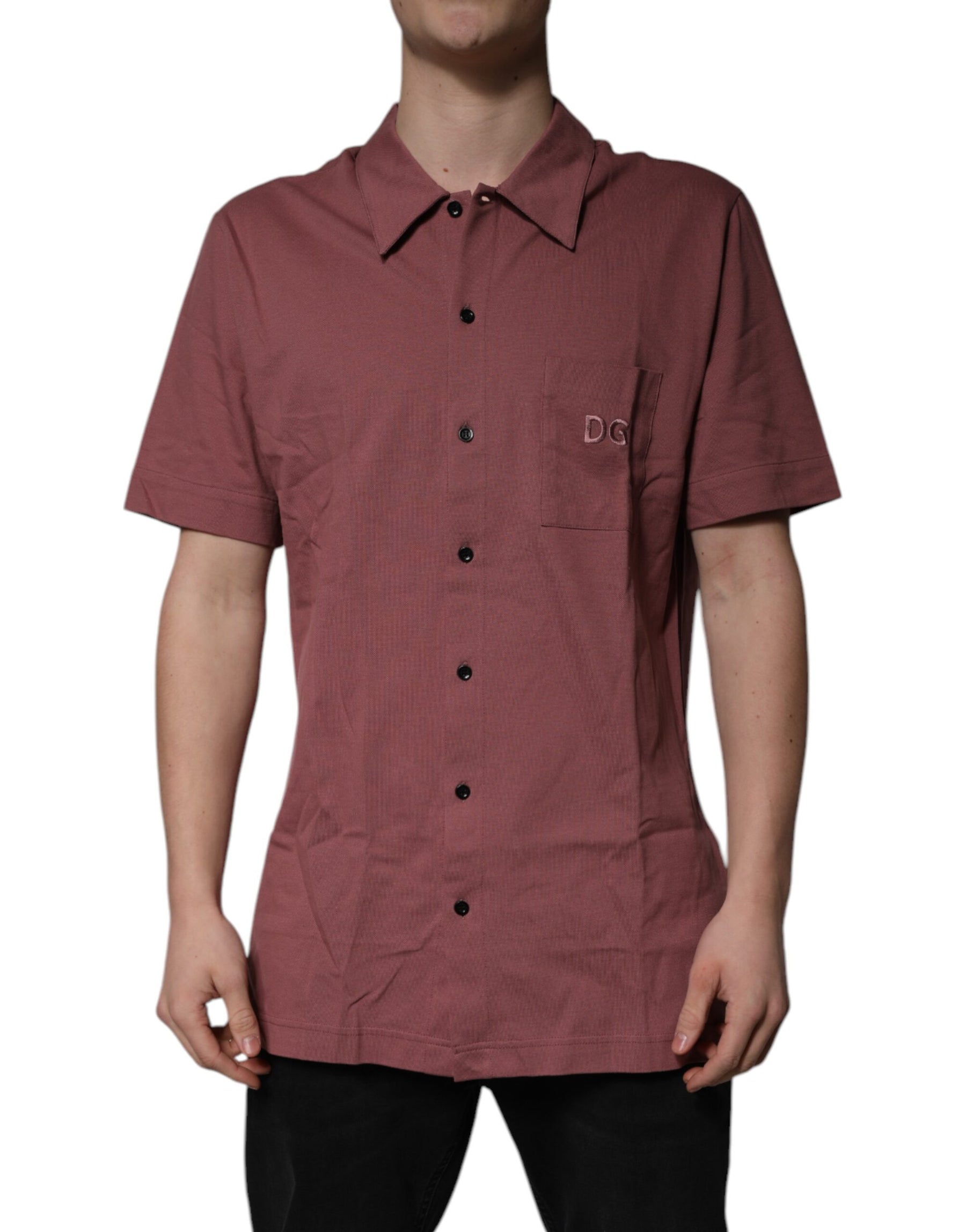 Dolce & Gabbana Dark Pink Button Down Casual Polo Men Shirt | Regal Royce