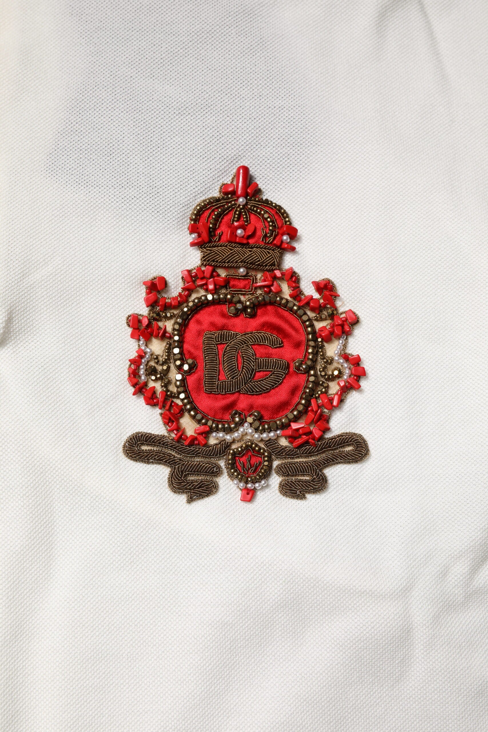 Dolce & Gabbana White Cotton Logo Collared Polo Men T-shirt | Regal Royce