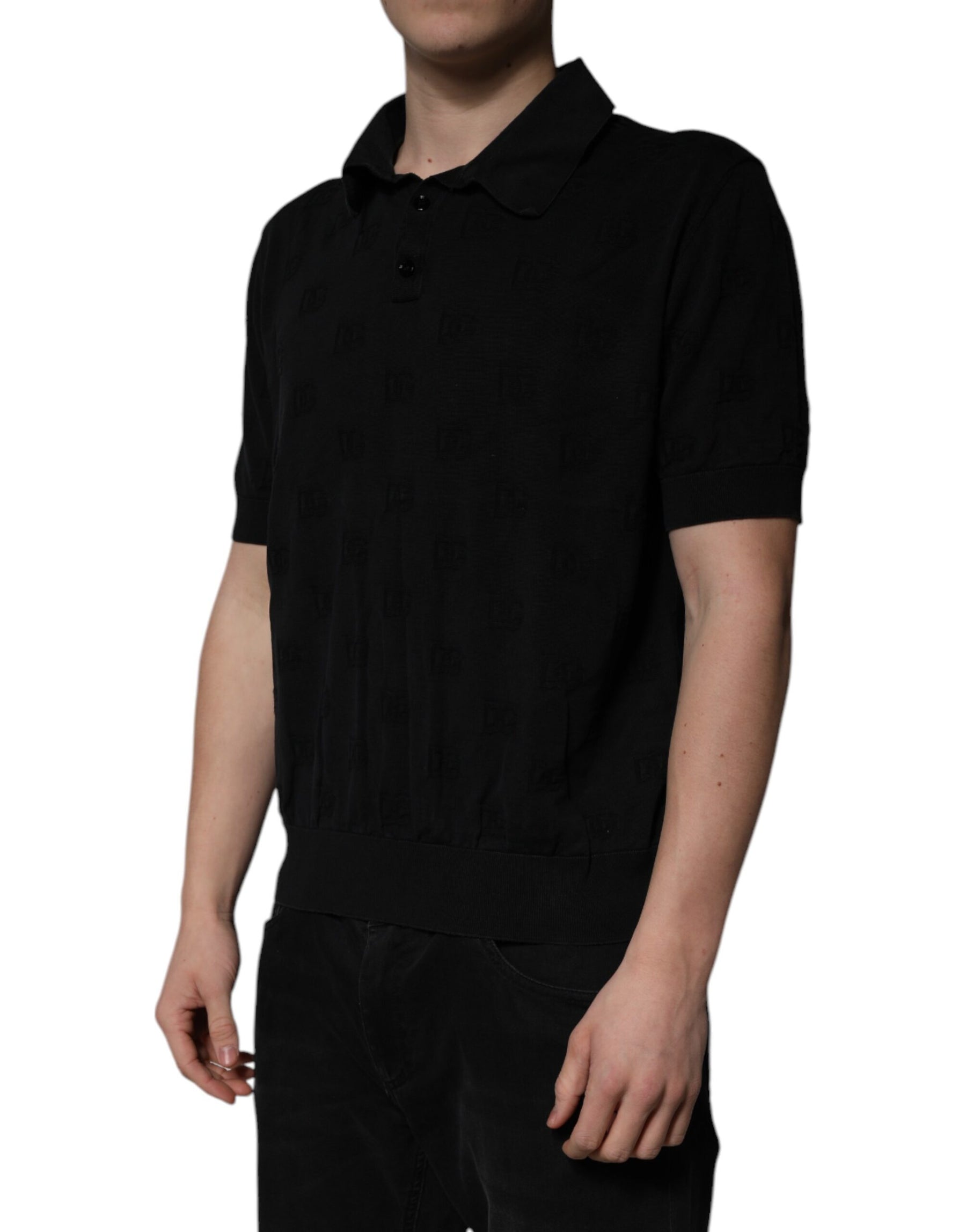 Dolce & Gabbana Black Silk Collared Polo T-shirt | Regal Royce