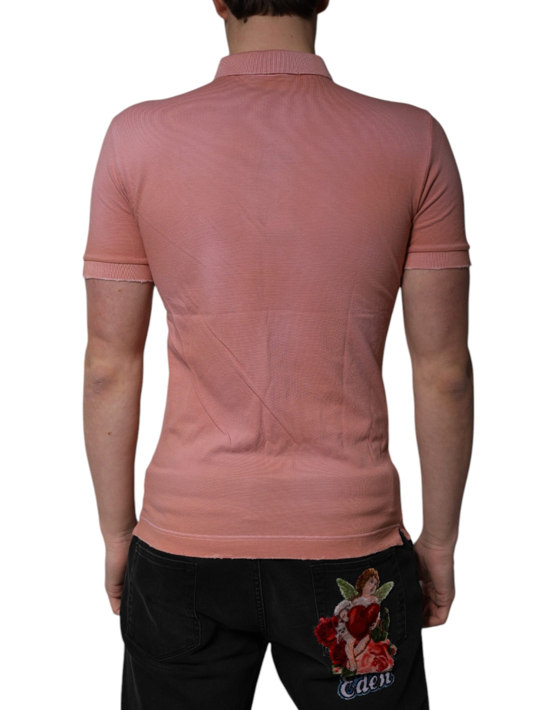 Dolce & Gabbana Pink Cotton Crown Collared Polo T-shirt | Regal Royce