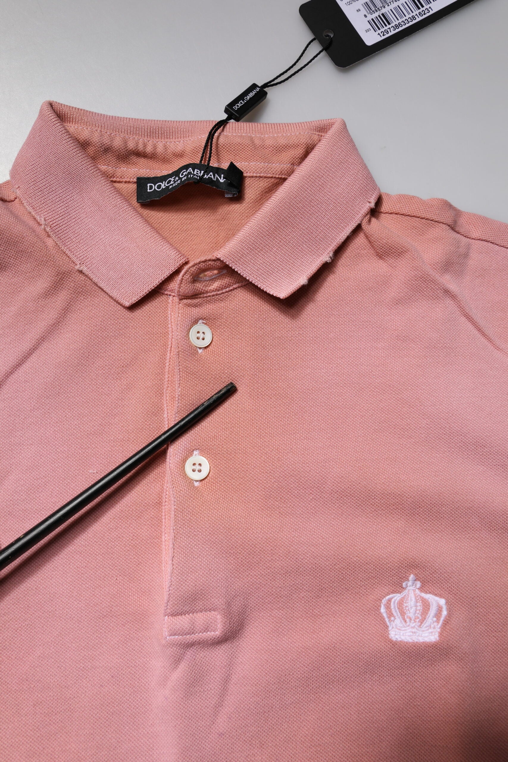 Dolce & Gabbana Pink Cotton Crown Collared Polo T-shirt | Regal Royce