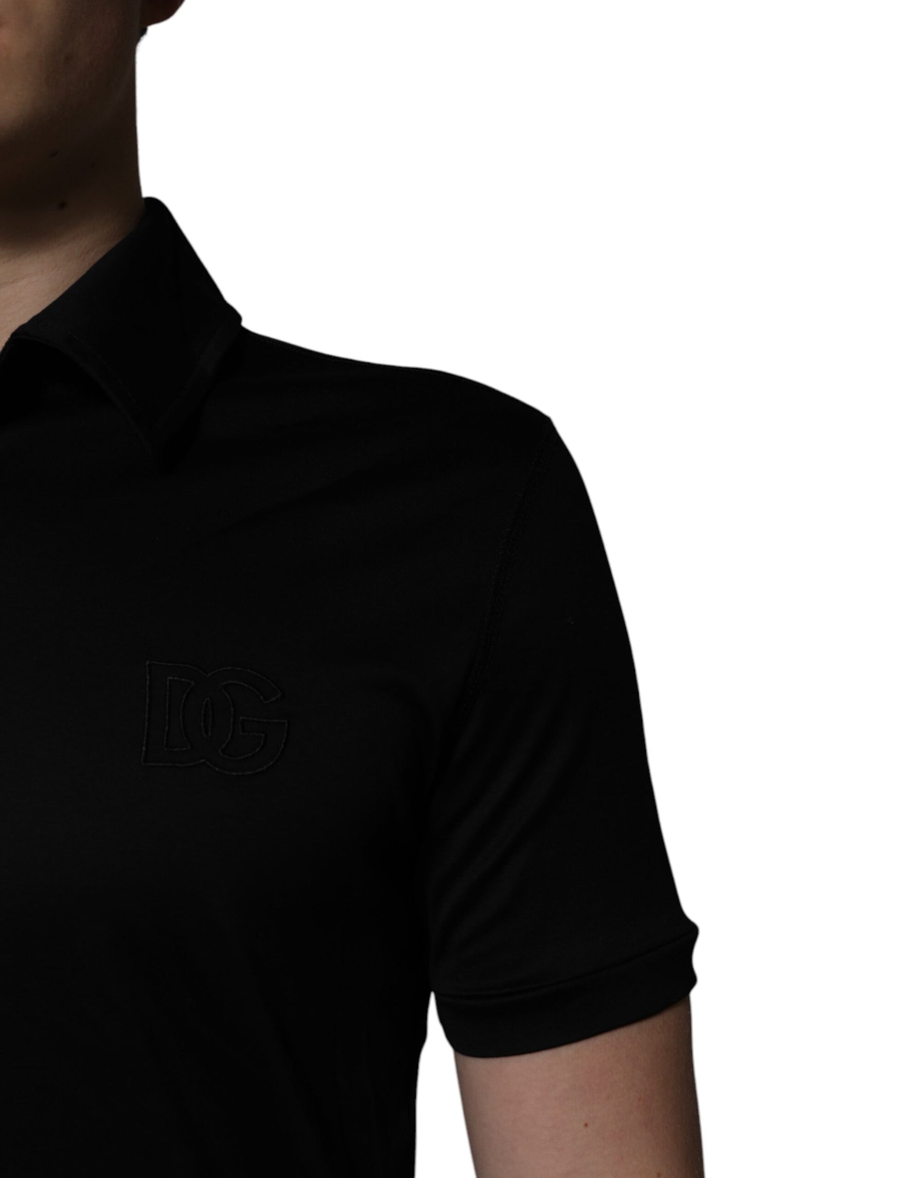 Dolce & Gabbana Black Cotton Collared Polo T-shirt | Regal Royce