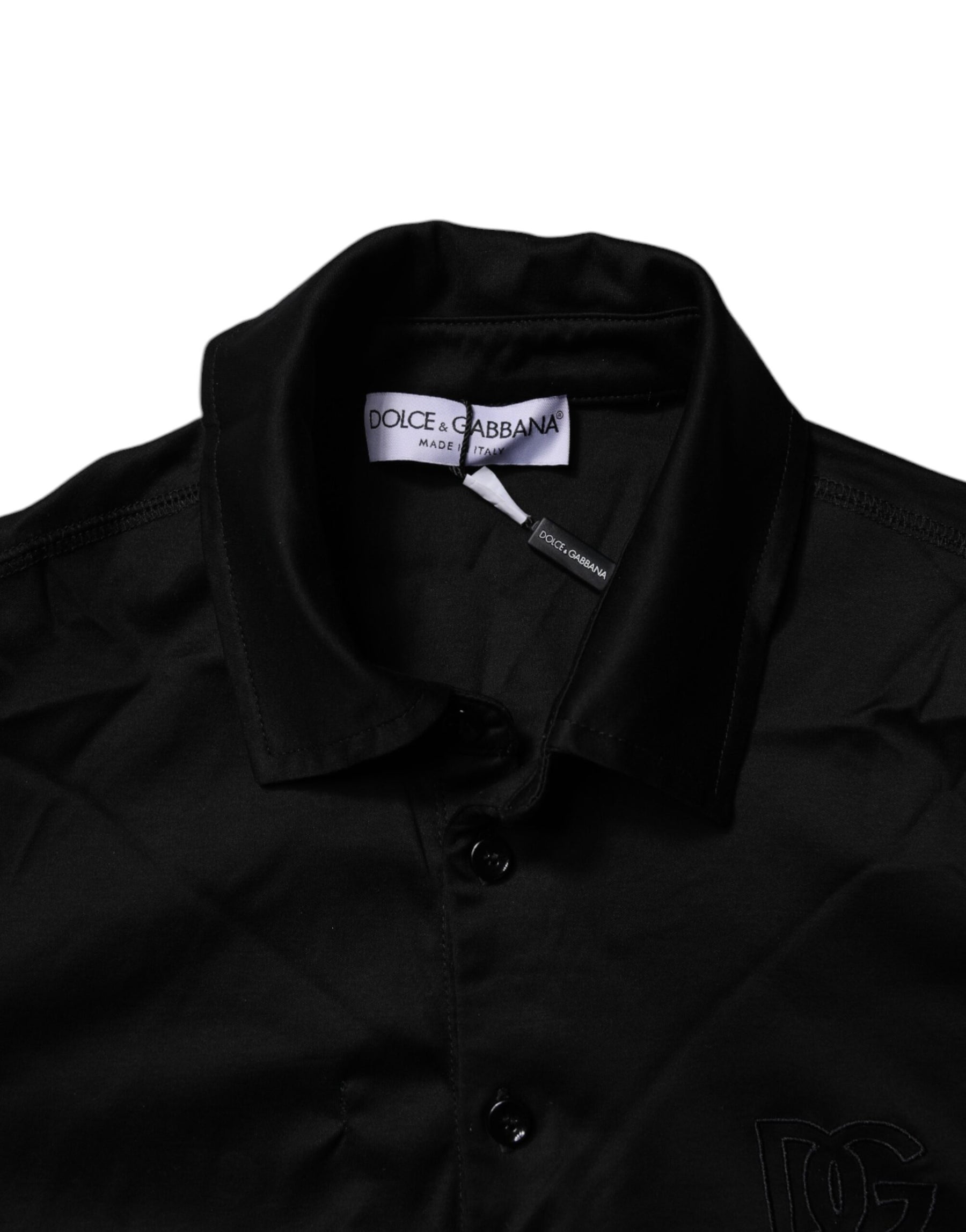 Dolce & Gabbana Black Cotton Collared Polo T-shirt | Regal Royce