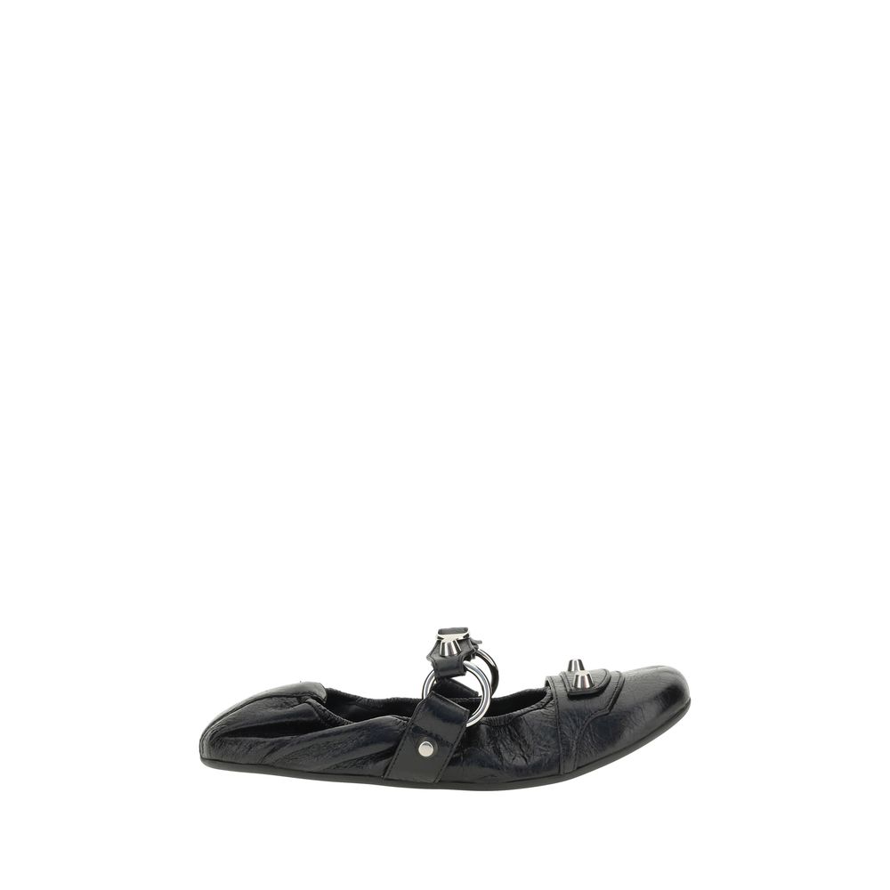 Balenciaga Black Calf Leather Bos Taurus Ballet Flats | Regal Royce