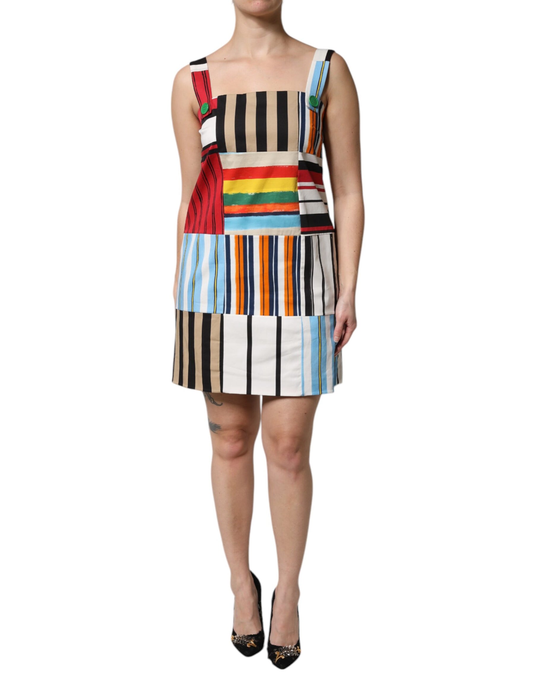 Dolce & Gabbana Multicolor Cotton Stripe Sleeveless Dress | Regal Royce