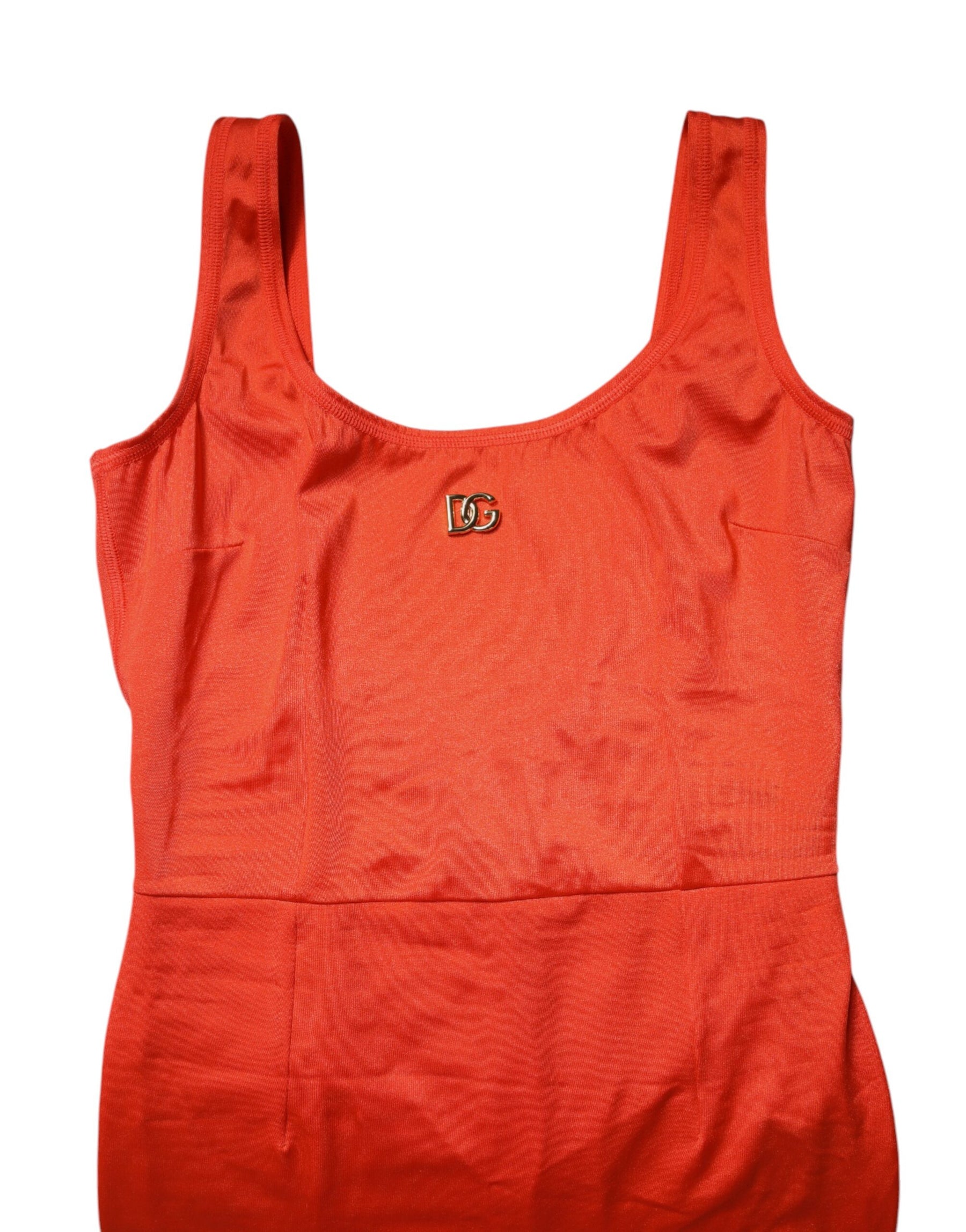 Dolce & Gabbana Orange Sleeveless Bodycon Jumpsuit Dress | Regal Royce