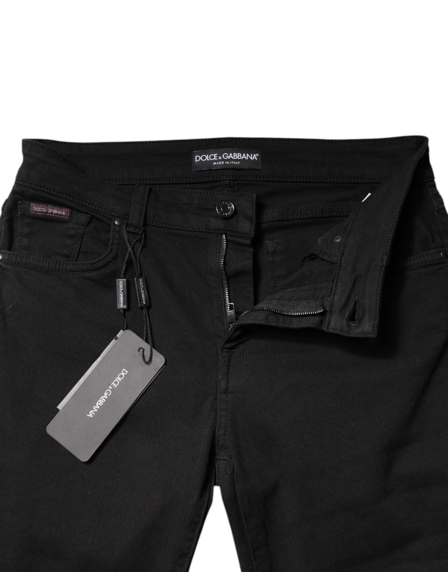Dolce & Gabbana Black Cotton Mid Waisted Skinny Denim Jeans | Regal Royce