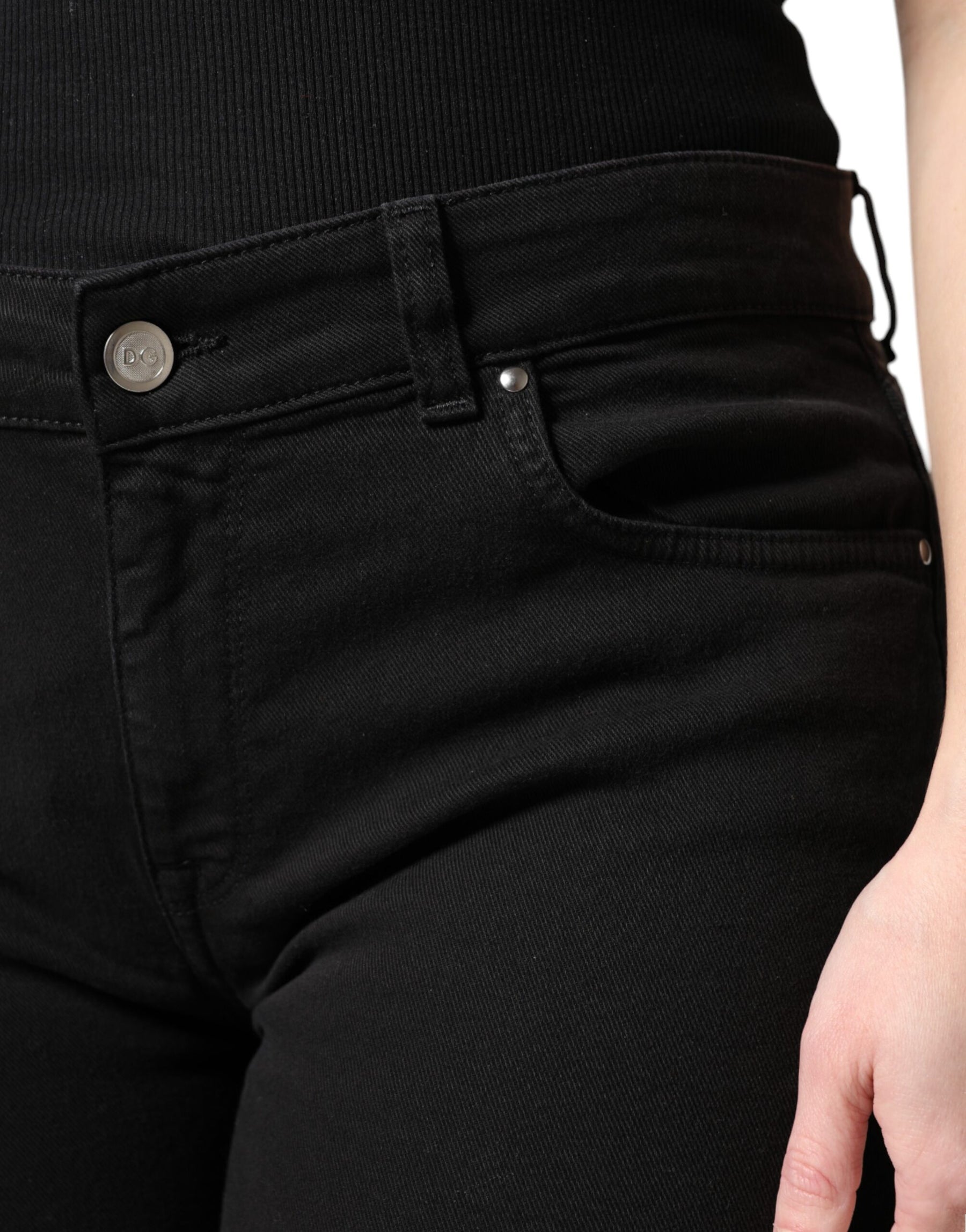 Dolce & Gabbana Black Cotton Mid Waisted Skinny Denim Jeans | Regal Royce