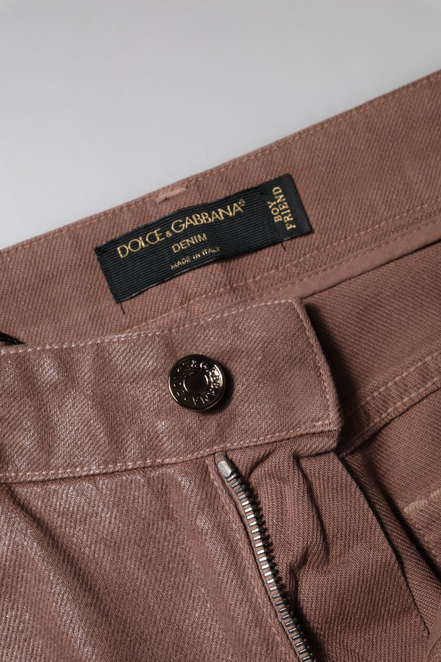 Dolce & Gabbana Brown Cotton High Waist Tapered Denim Jeans | Regal Royce