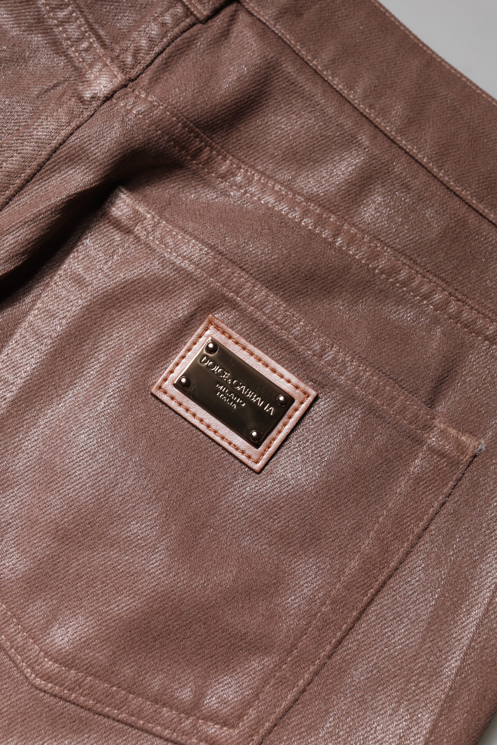 Dolce & Gabbana Brown Cotton High Waist Tapered Denim Jeans | Regal Royce