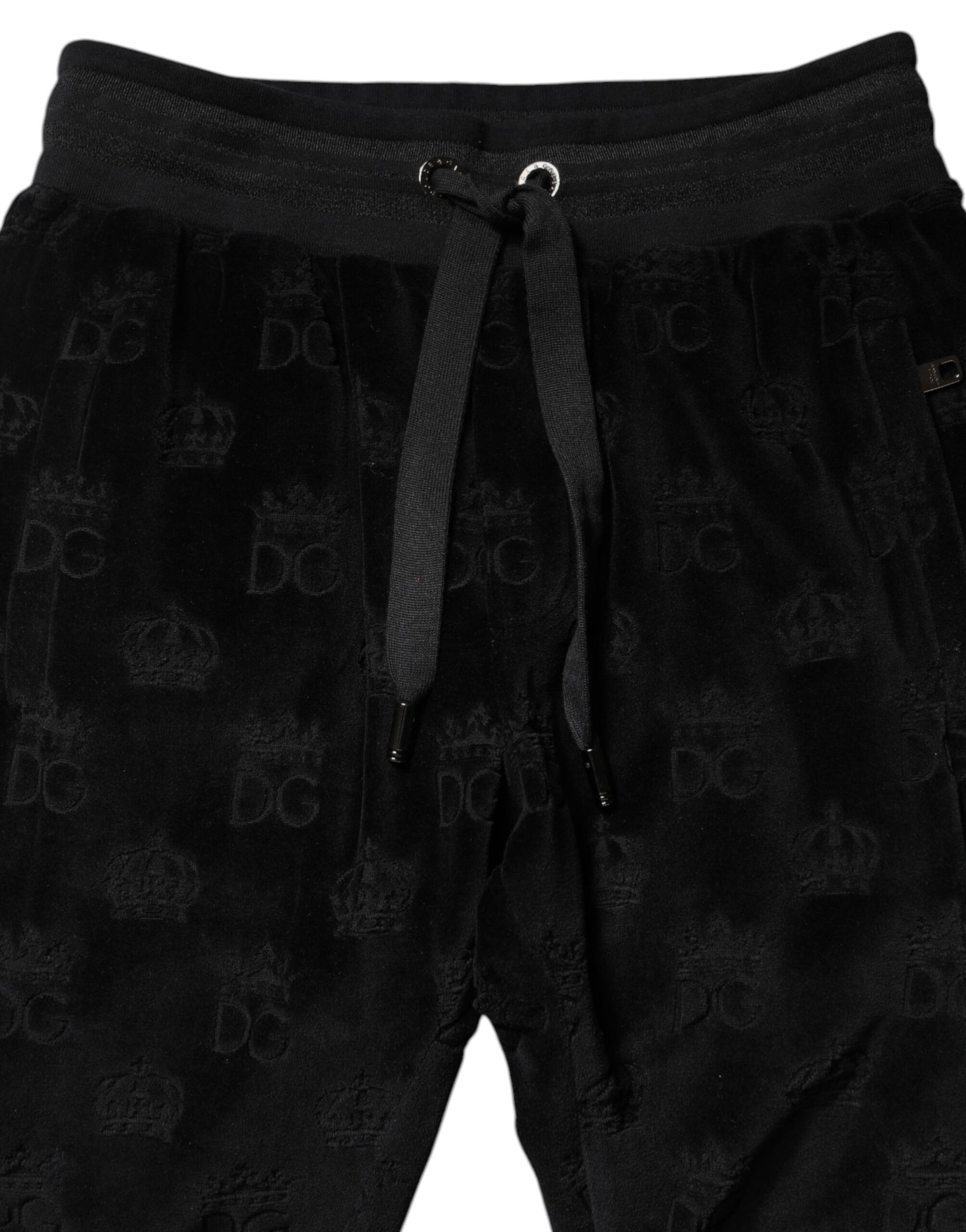 Dolce & Gabbana Black All-Over DG Logo Print Jogger Pants | Regal Royce