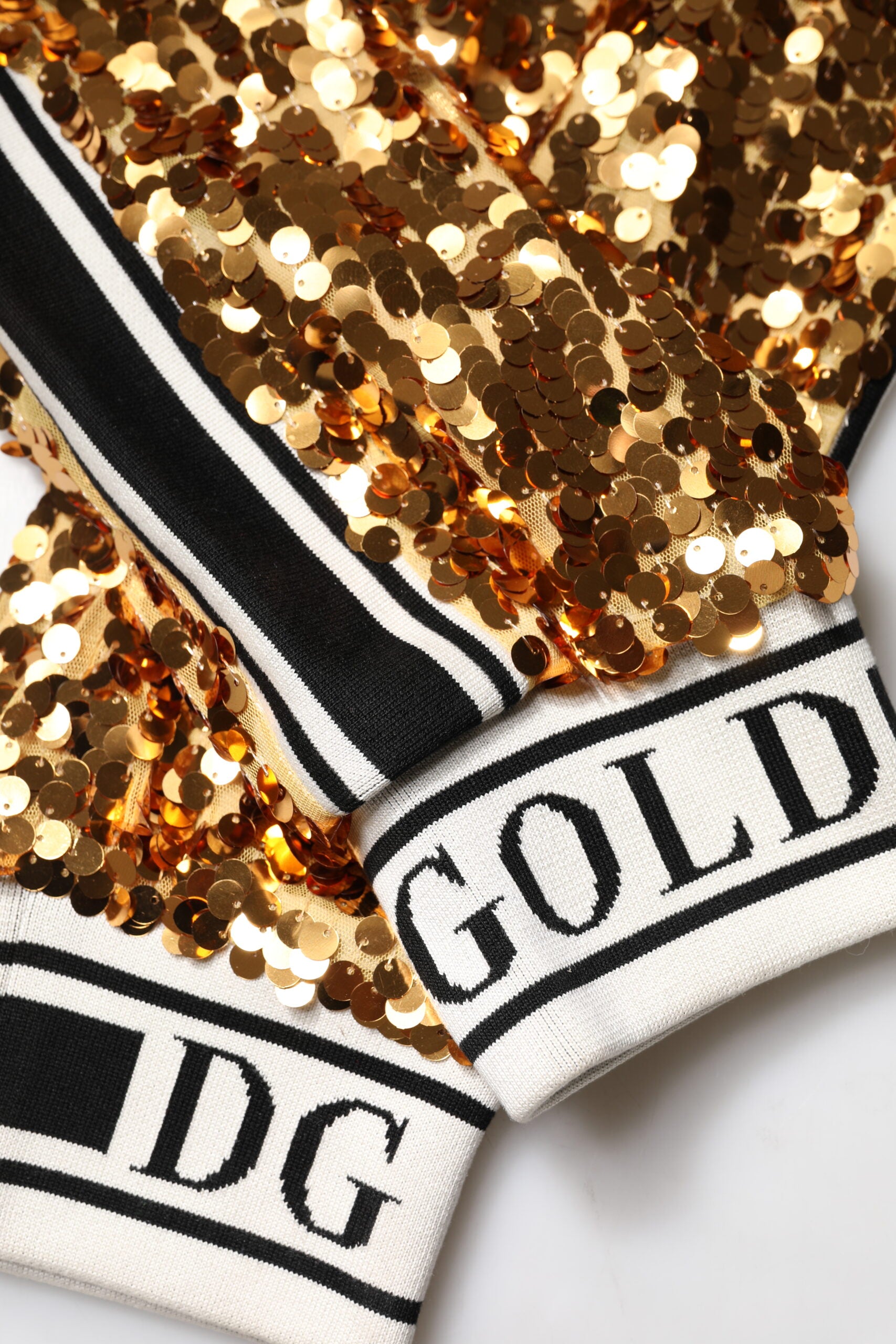 Dolce & Gabbana Metallic Gold DG Logo Sequined Jogger Pants | Regal Royce