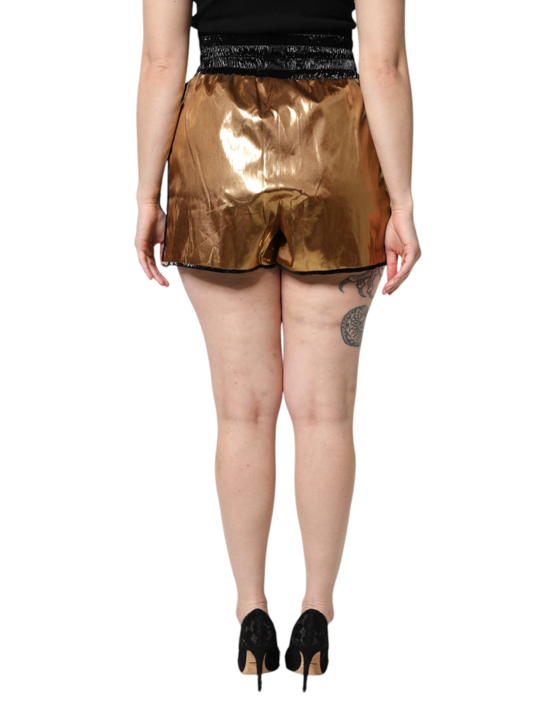 Dolce & Gabbana Metallic Gold High Waist Women Hotpants Short | Regal Royce