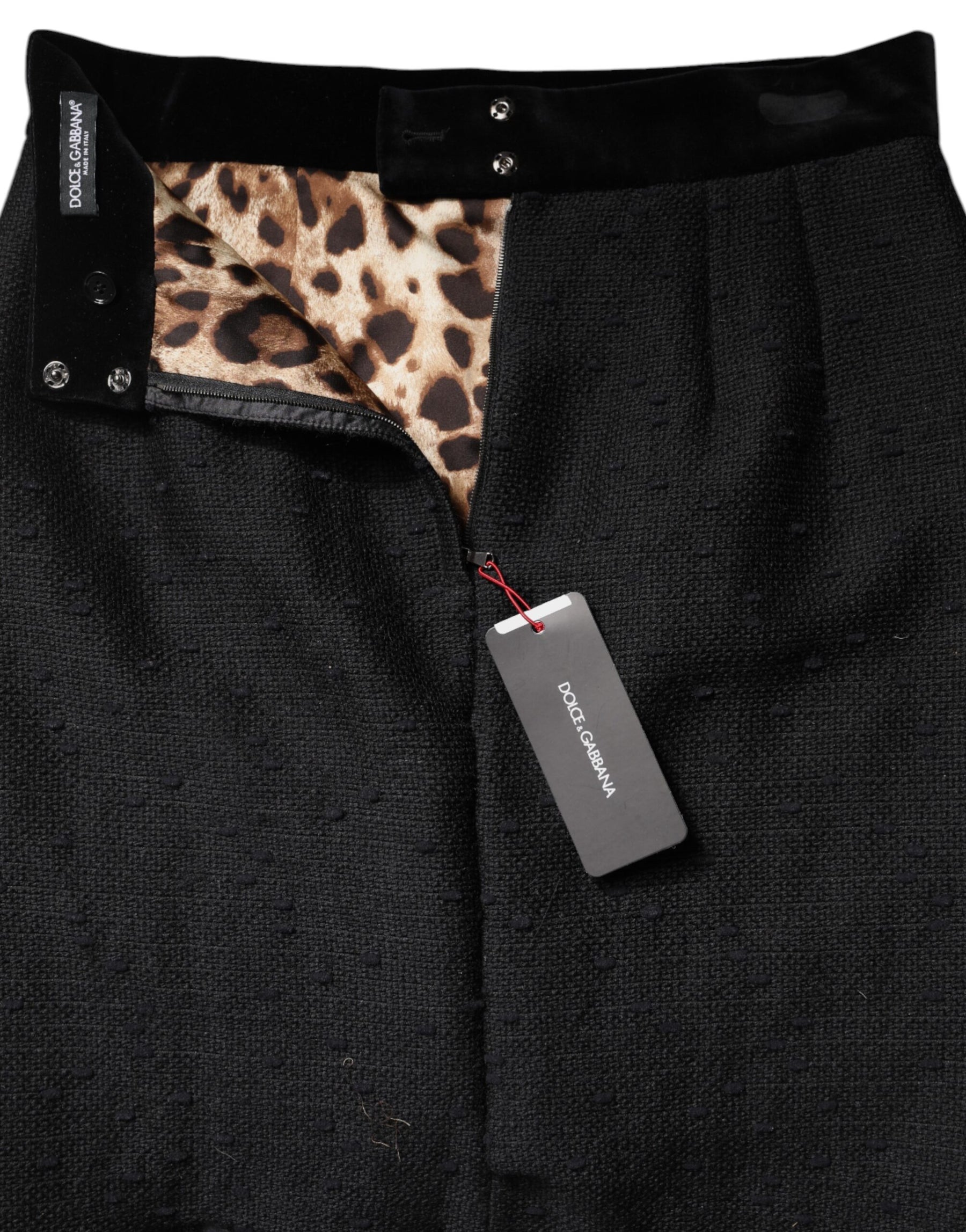 Dolce & Gabbana Black Wool Fringe High Waist Pencil Mini Skirt | Regal Royce