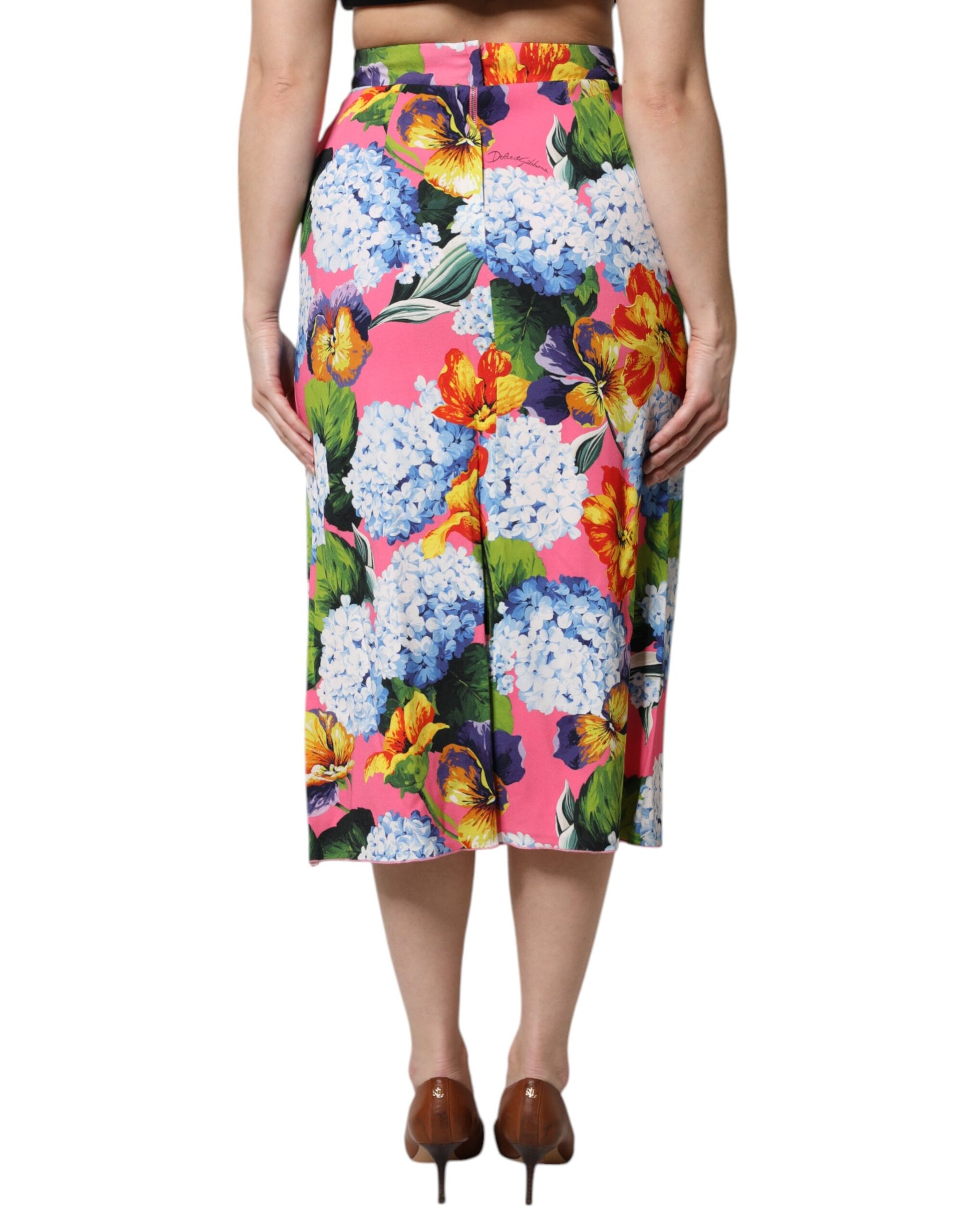 Dolce & Gabbana Multicolor Floral High Waist Midi Skirt | Regal Royce