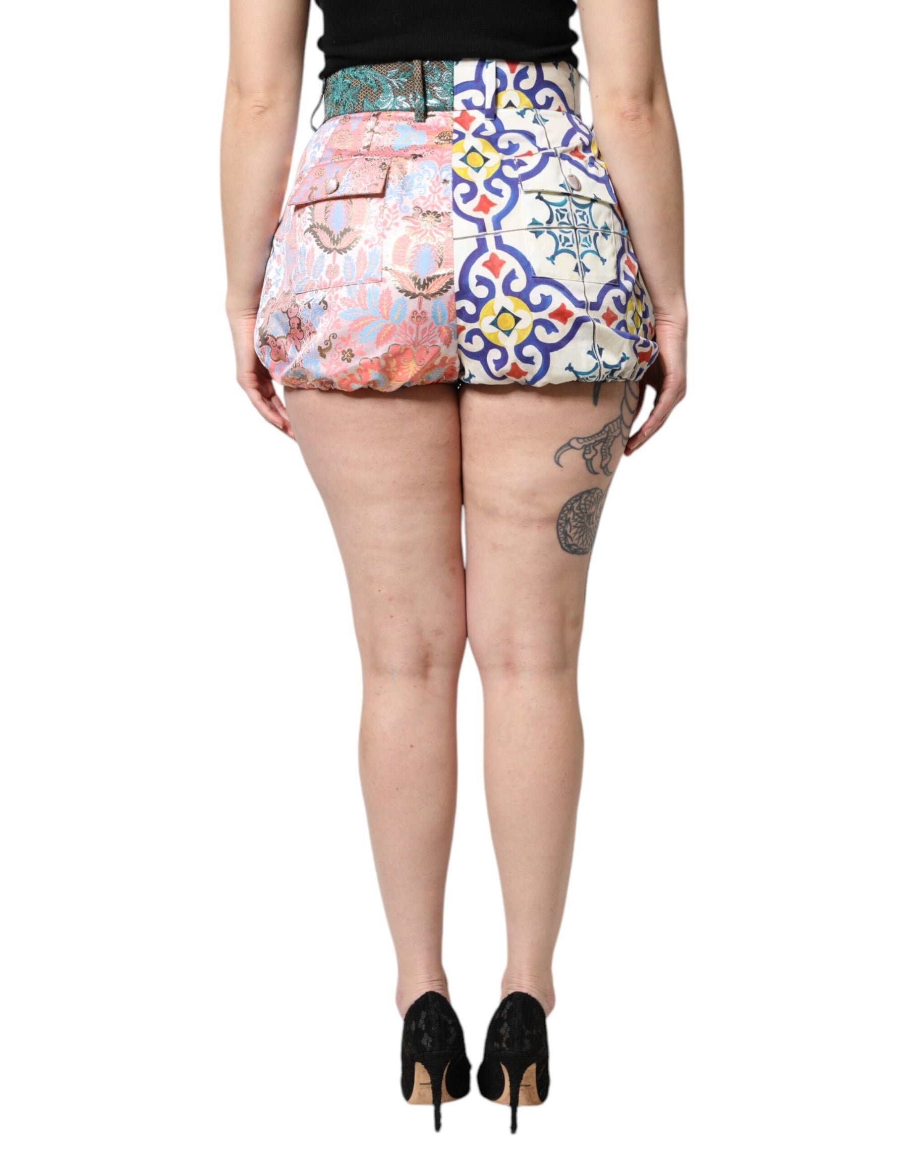 Dolce & Gabbana Multicolor Cotton Patchwork Hot Pants Shorts | Regal Royce