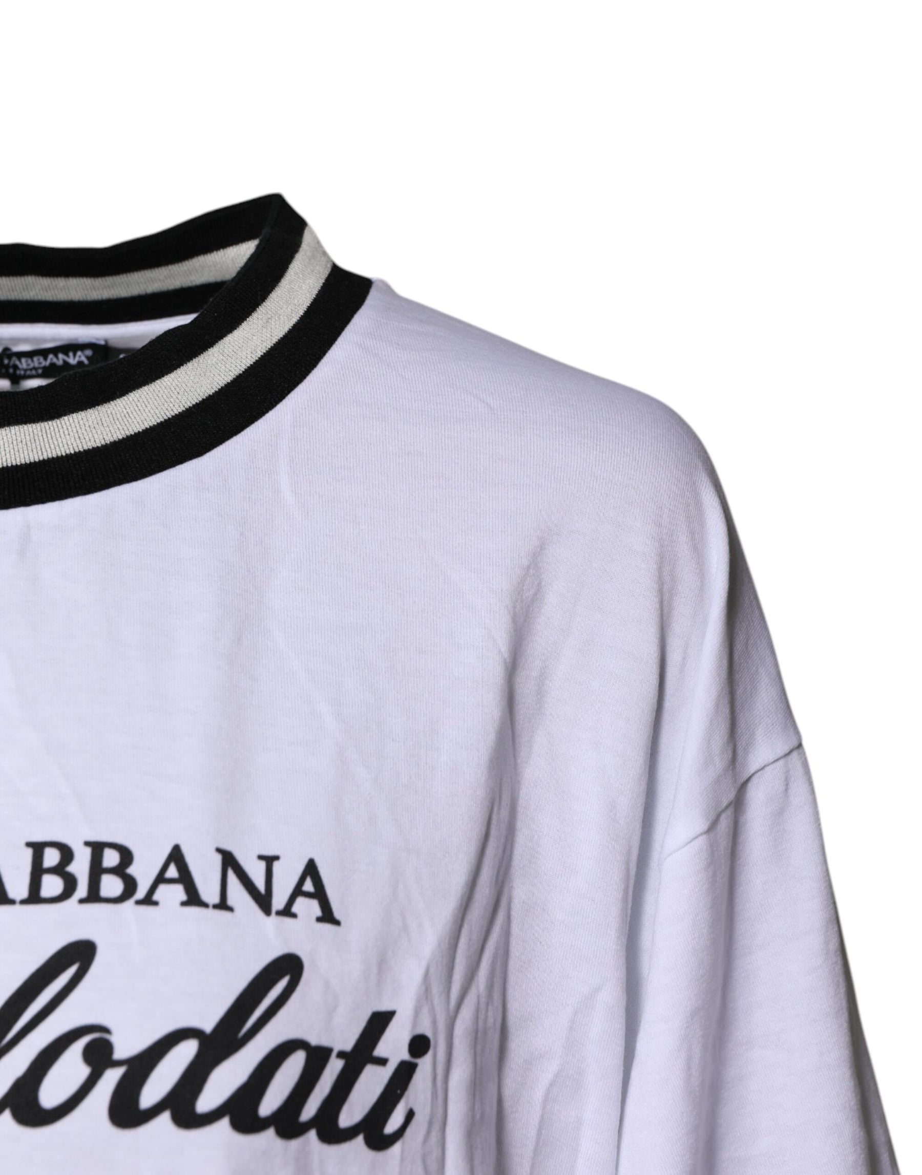 Dolce & Gabbana White Cotton DG Fashion Crew Neck Tee T-shirt | Regal Royce