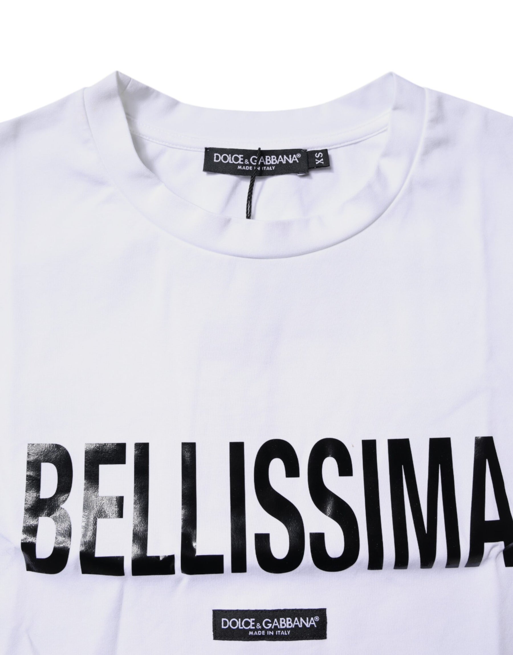 Dolce & Gabbana White Bellissima Cotton Crew Neck T-shirt | Regal Royce