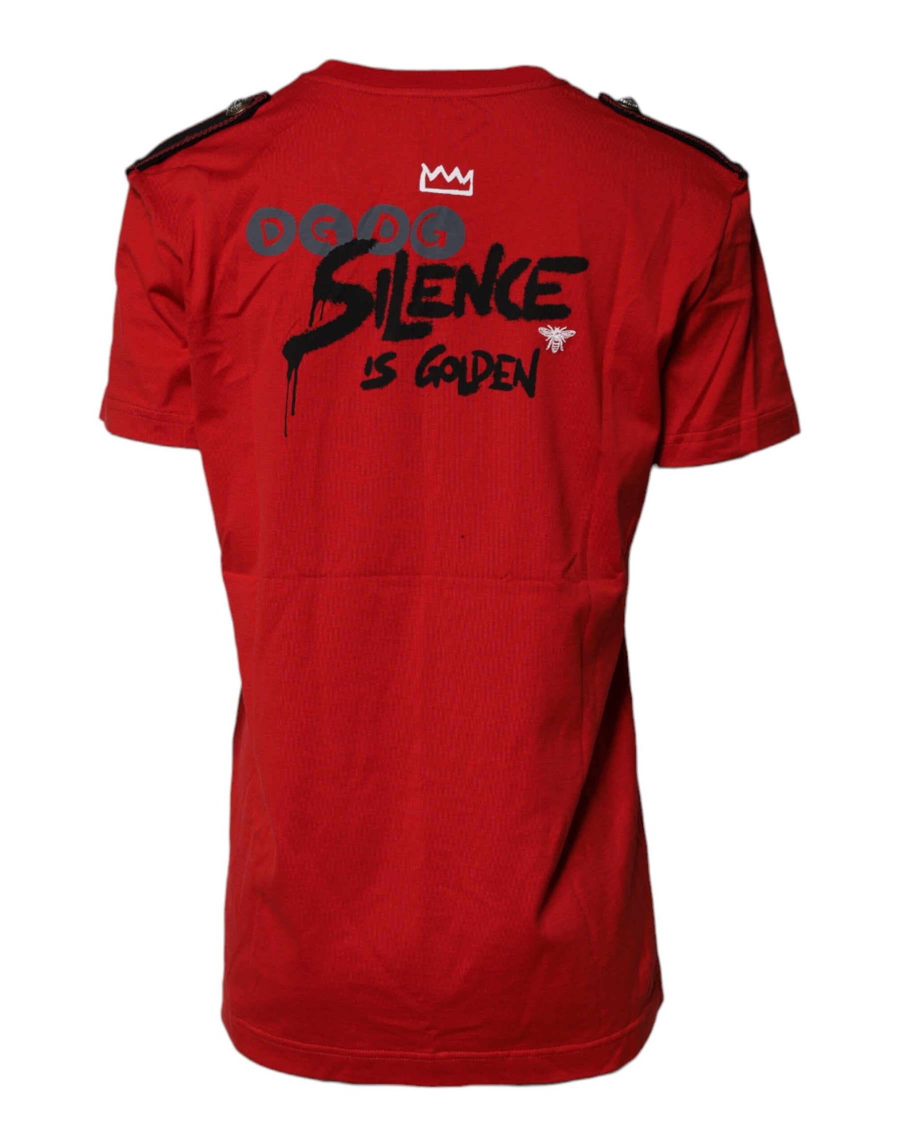 Dolce & Gabbana Red Cotton Graphic Print Crew Neck T-shirt | Regal Royce