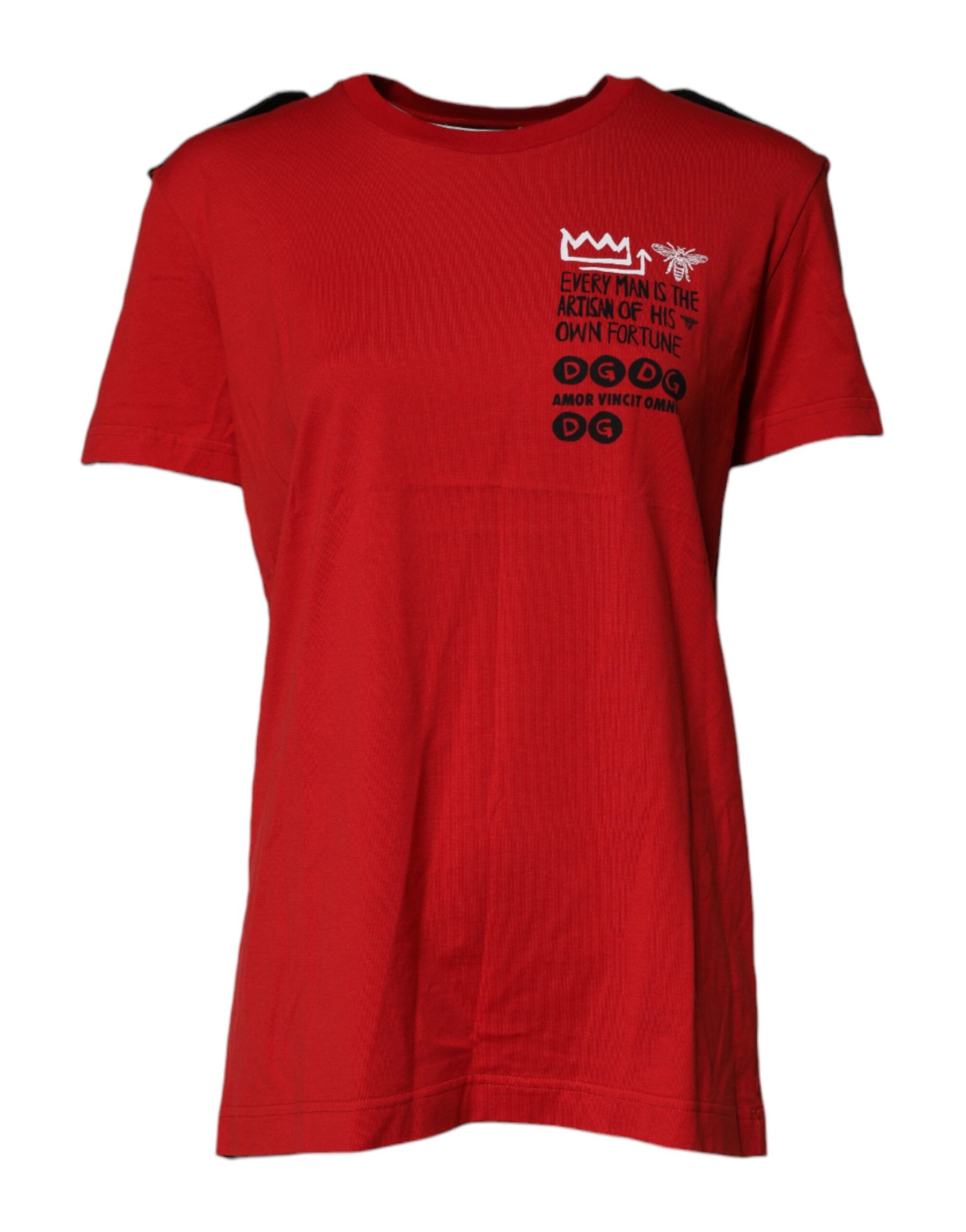 Dolce & Gabbana Red Cotton Round Neck Short Sleeves T-shirt | Regal Royce