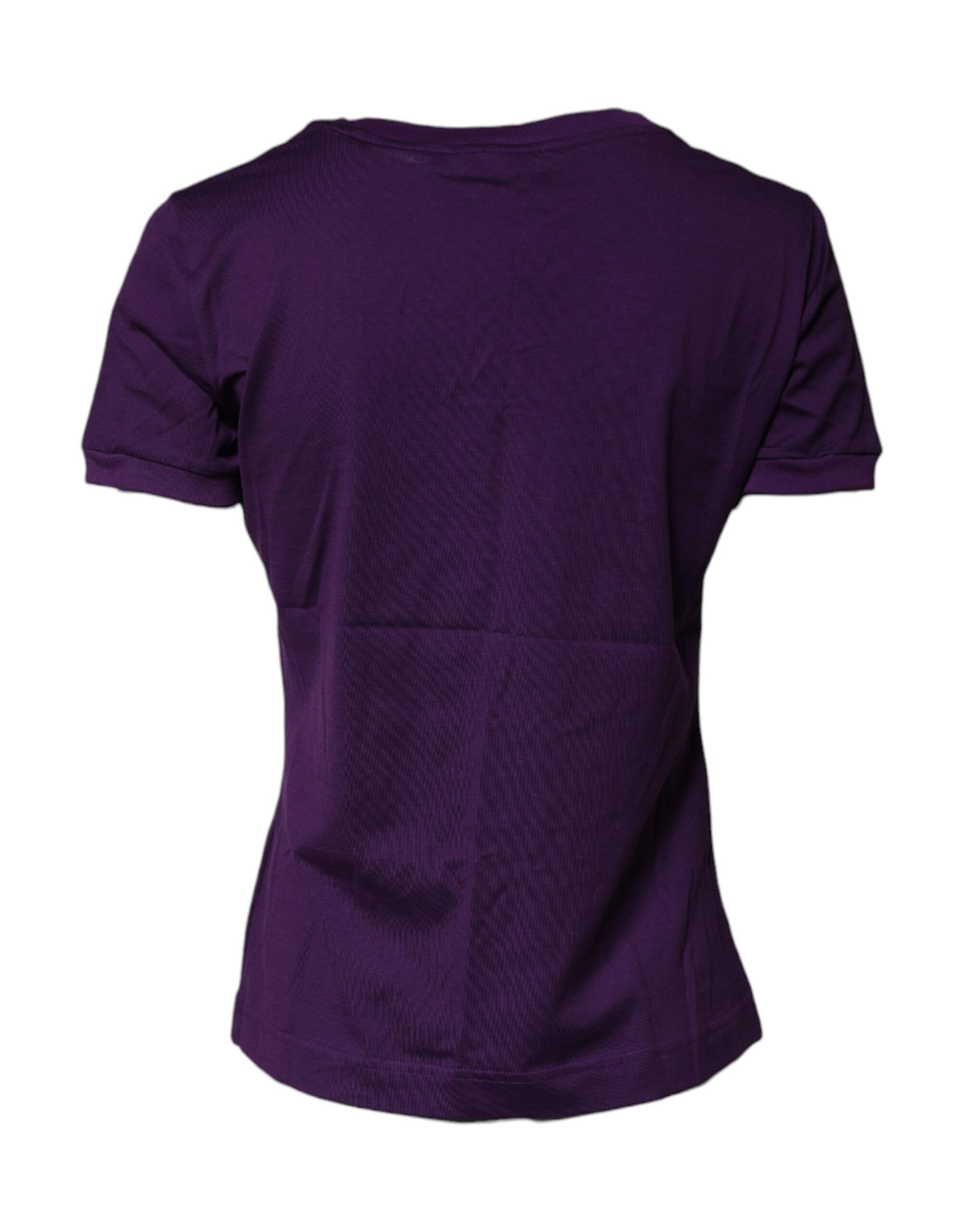 Dolce & Gabbana Violet Cotton Crewneck Short Sleeves T-shirt | Regal Royce