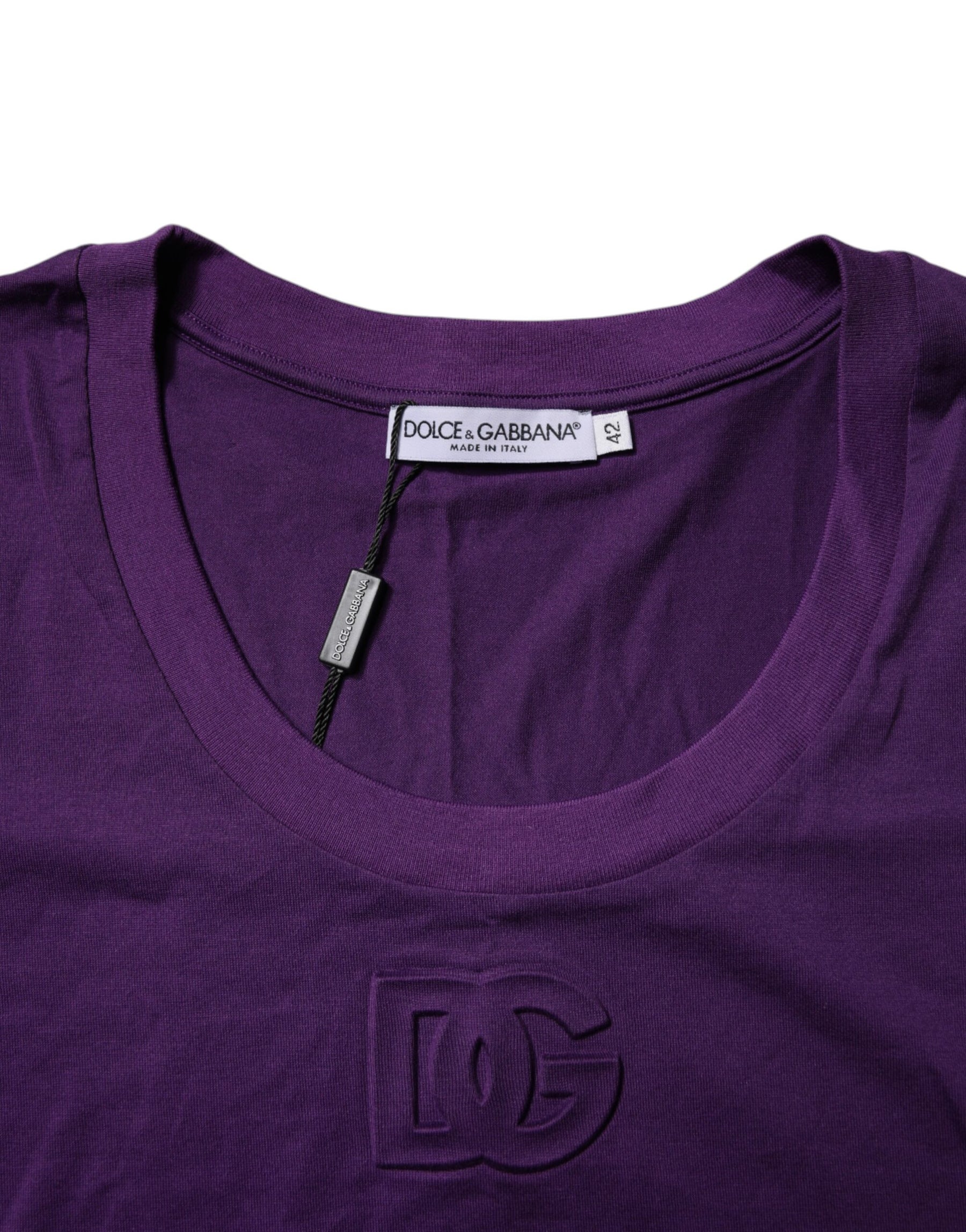 Dolce & Gabbana Violet Cotton Crewneck Short Sleeves T-shirt | Regal Royce