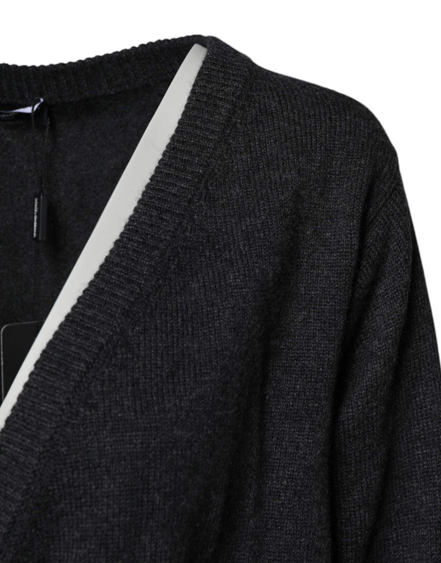 Dolce & Gabbana Grey Cashmere Deep V-neck Pullover Sweater | Regal Royce