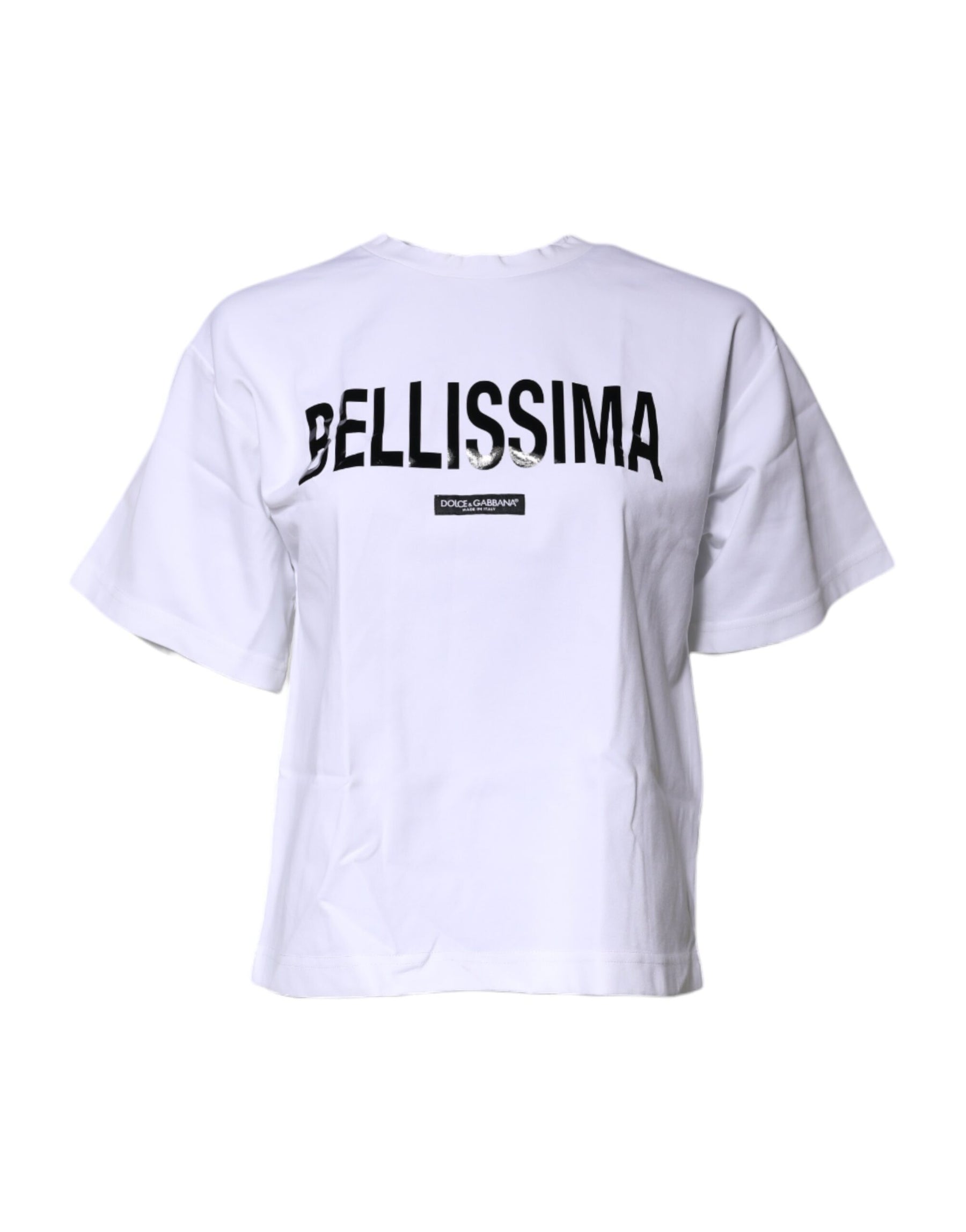 Dolce & Gabbana White Bellissima Cotton Crew Neck T-shirt | Regal Royce
