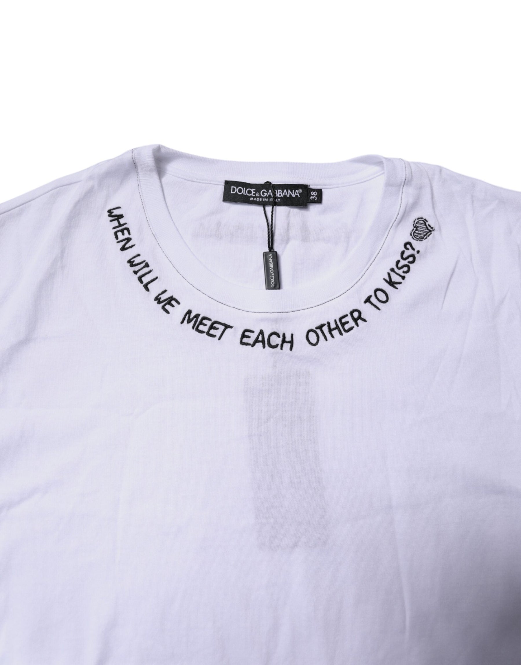 Dolce & Gabbana White Cotton Sleeveless Printed Tank T-shirt | Regal Royce