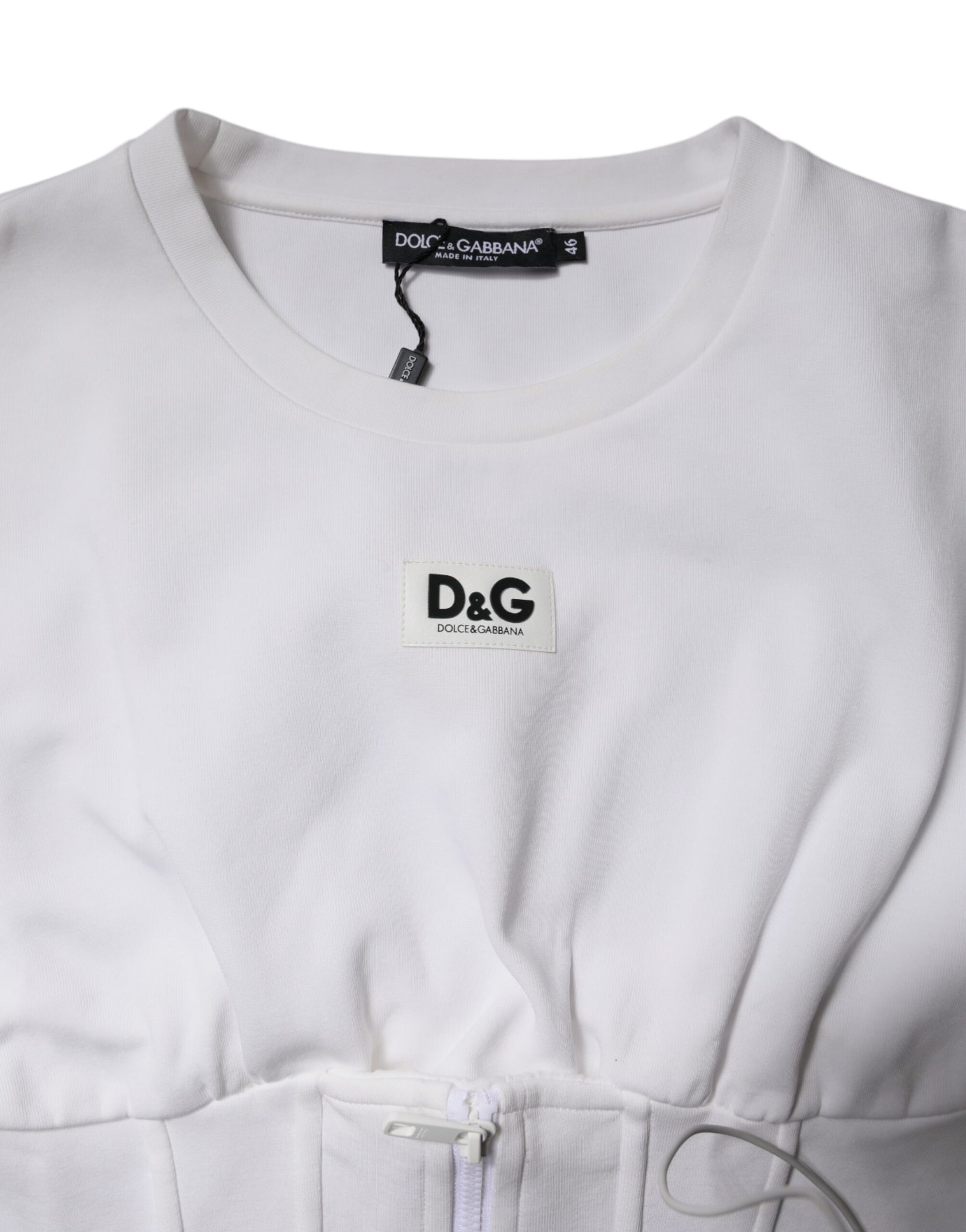 Dolce & Gabbana White Cotton Blend 3/4 Sleeves Blouse Top | Regal Royce