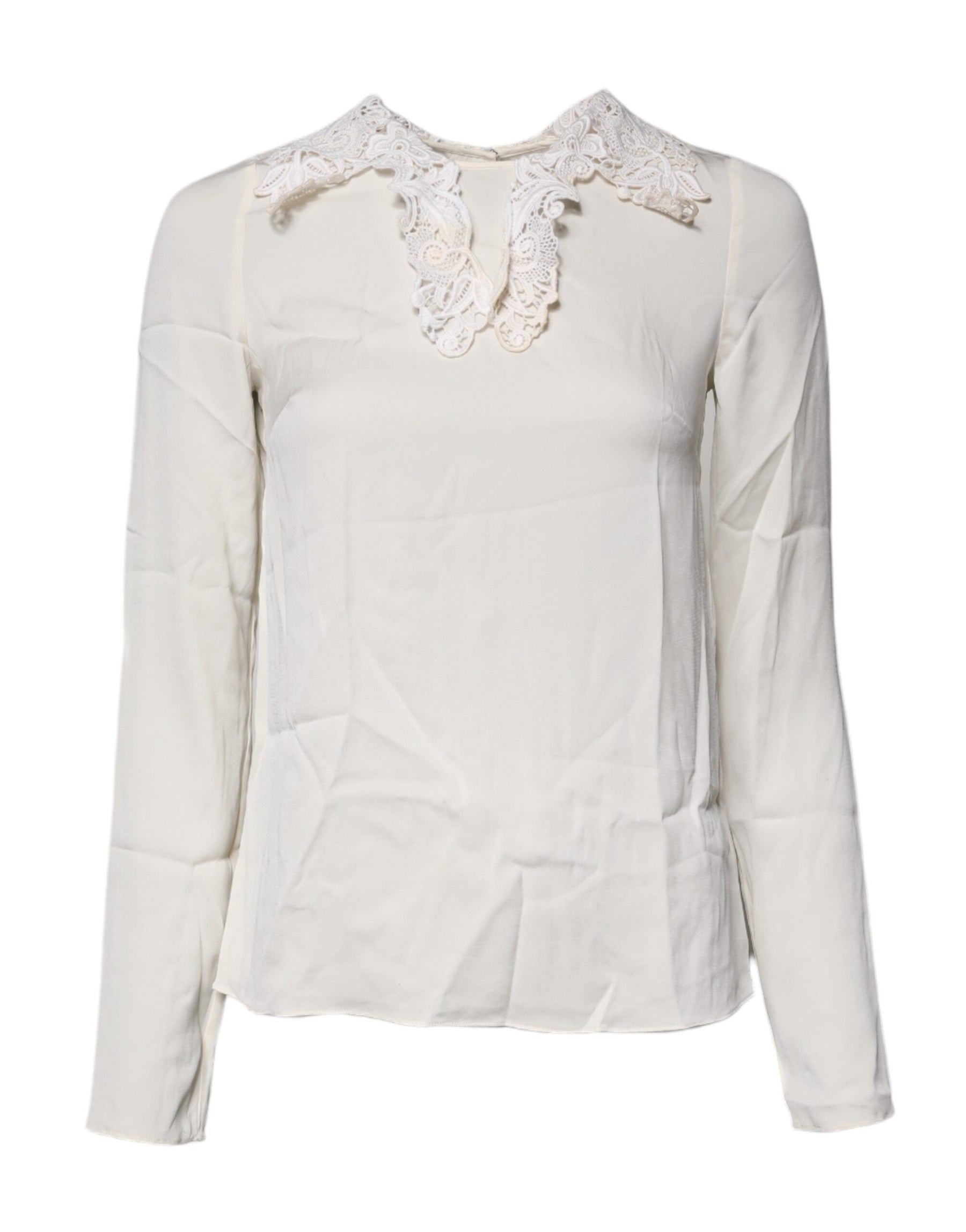Dolce & Gabbana Cream Floral Lace Long Sleeves Blouse Top | Regal Royce