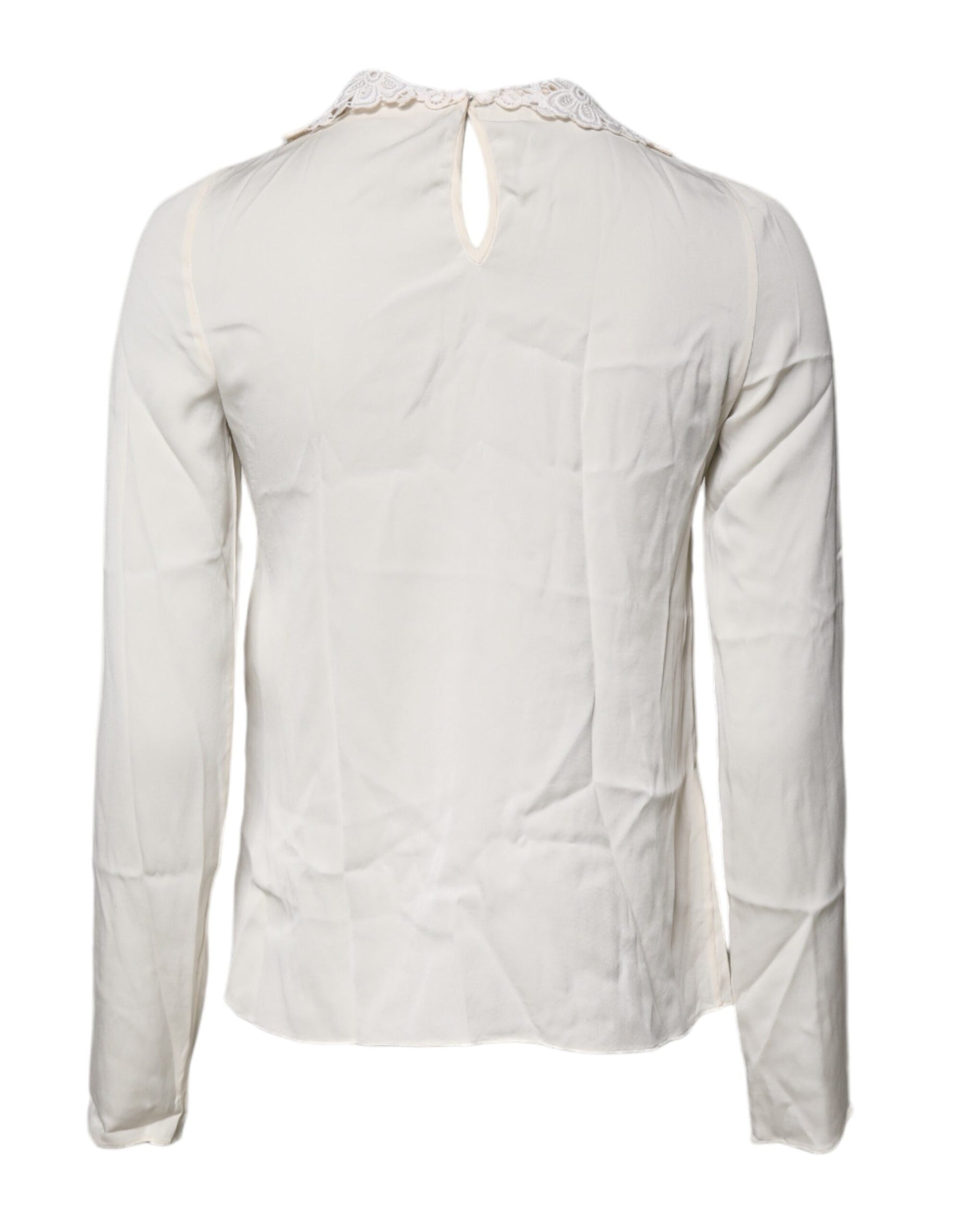 Dolce & Gabbana Cream Floral Lace Long Sleeves Blouse Top | Regal Royce